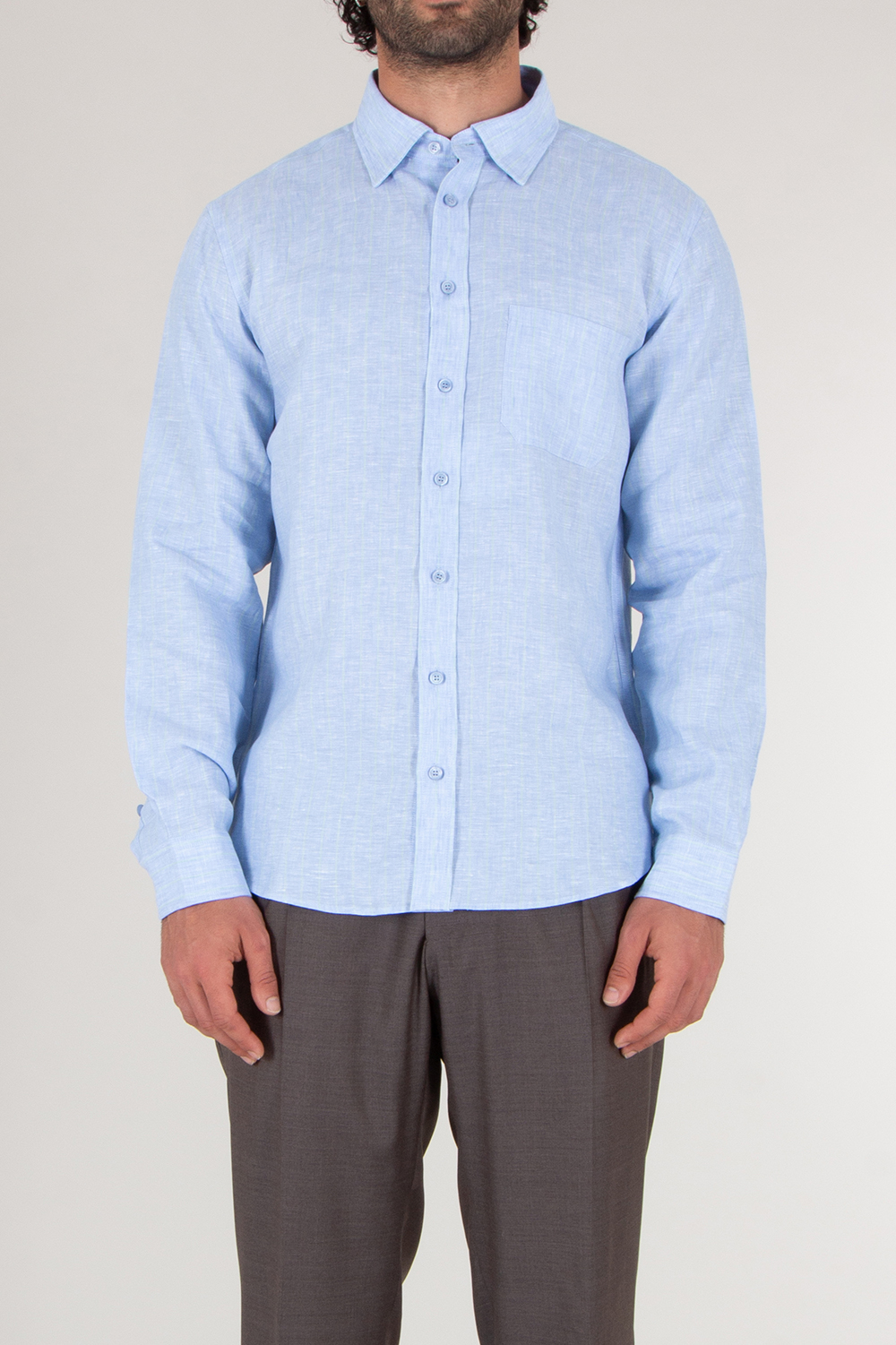 SEAESE Regular Fit Linen Pinstripe Shirt