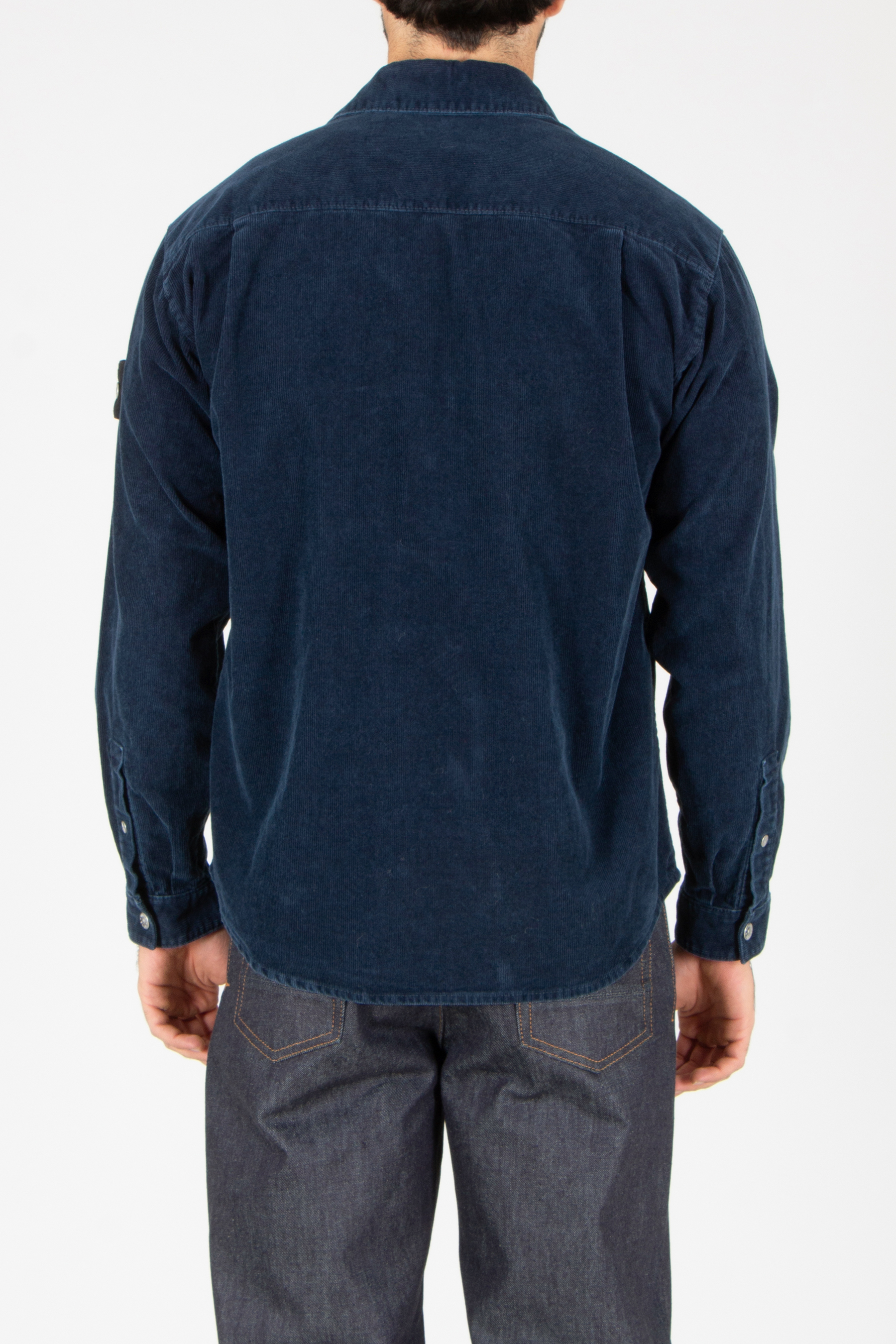 STONE ISLAND Comfort Fit Rinsed Cotton Blend Micro Corduroy Overshirt Langarm, Ärmel, Hosen, Fleece, Person