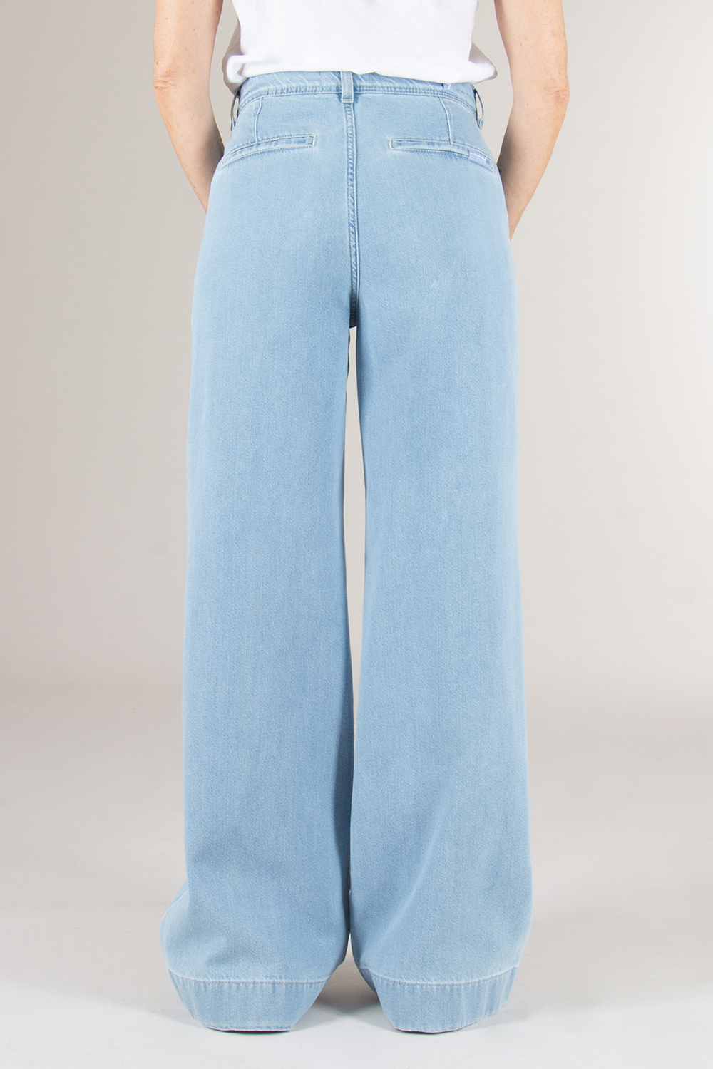 7 FOR ALL MANKIND Wide leg Pleated Cotton mix Denim Trousers Hana