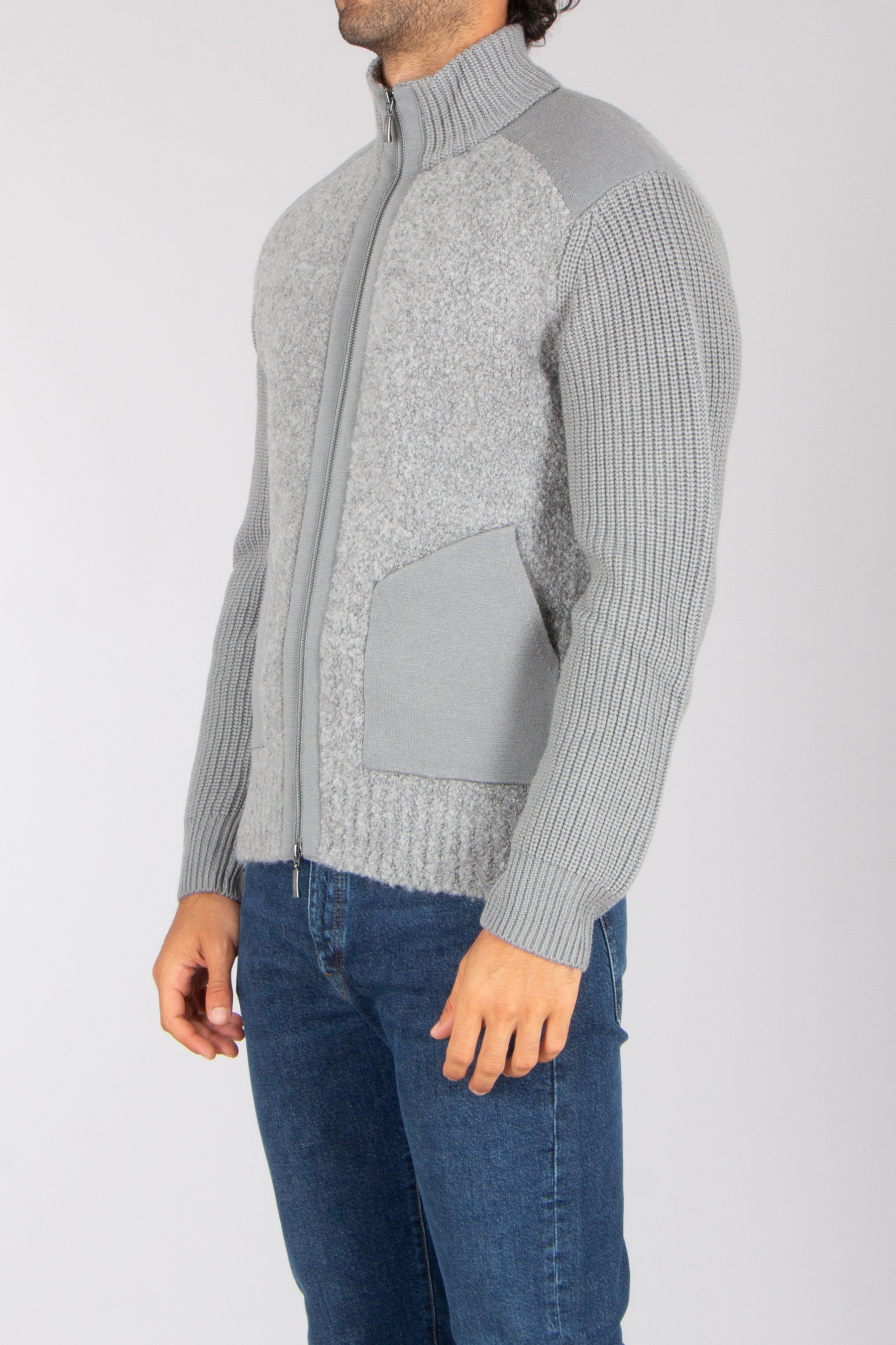 VAN LAACK Regular Fit Teddy Structure Wool Blend Zip Cardigan Sadal Bekleidung, Strickwaren, Pullover