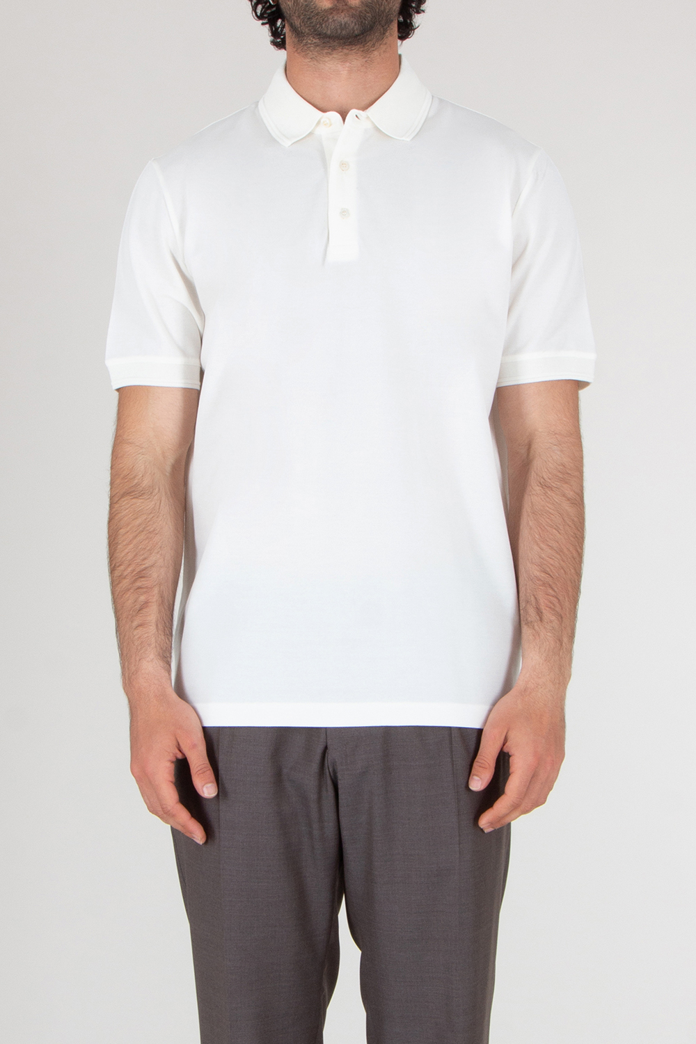 CANALI Regular Fit Textured Cotton Polo Shirt