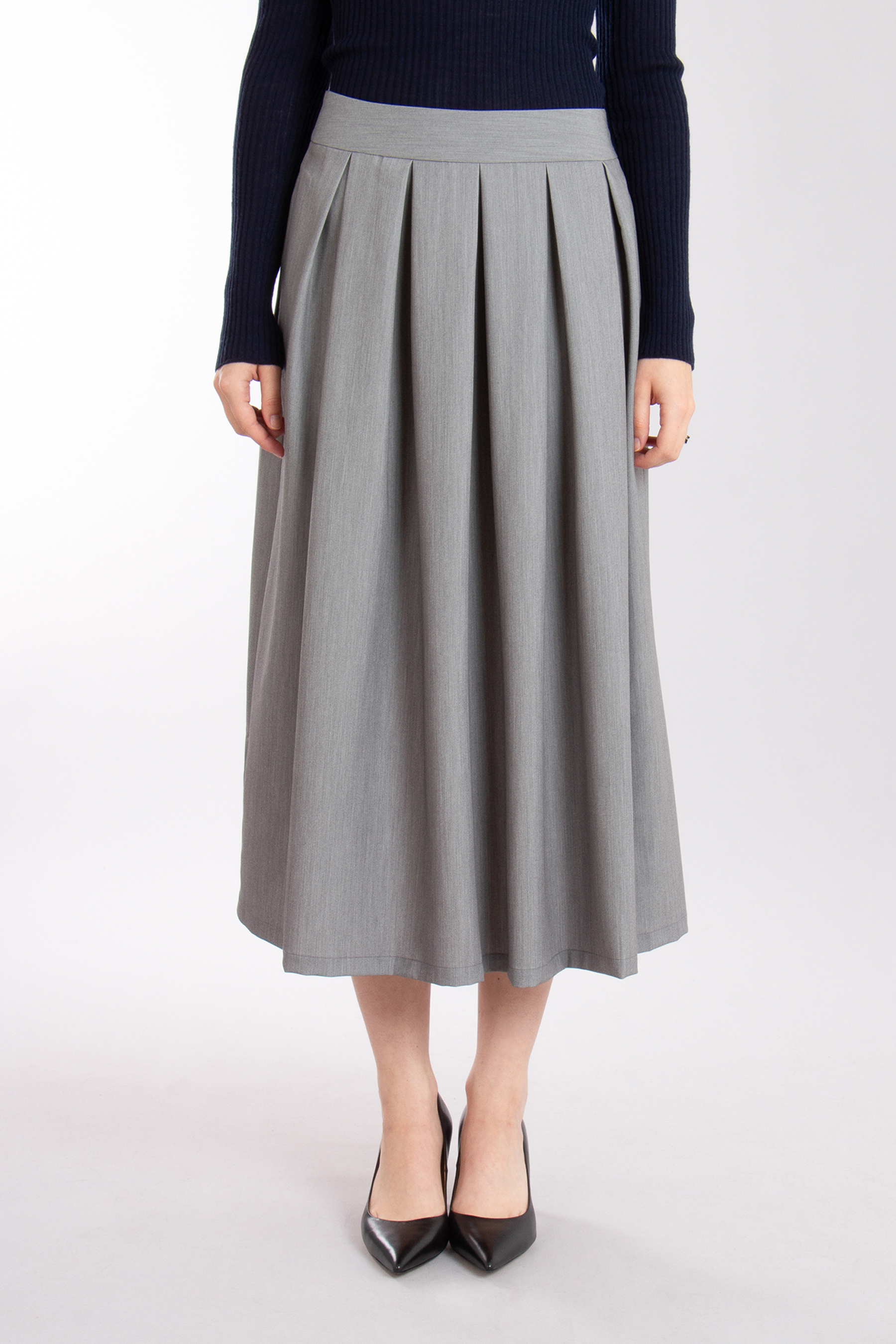 0039 ITALY Pleated Stretch Flannel Midi Skirt Kylie 0039 ITALY Pleated Stretch Flannel Midi Skirt Kylie