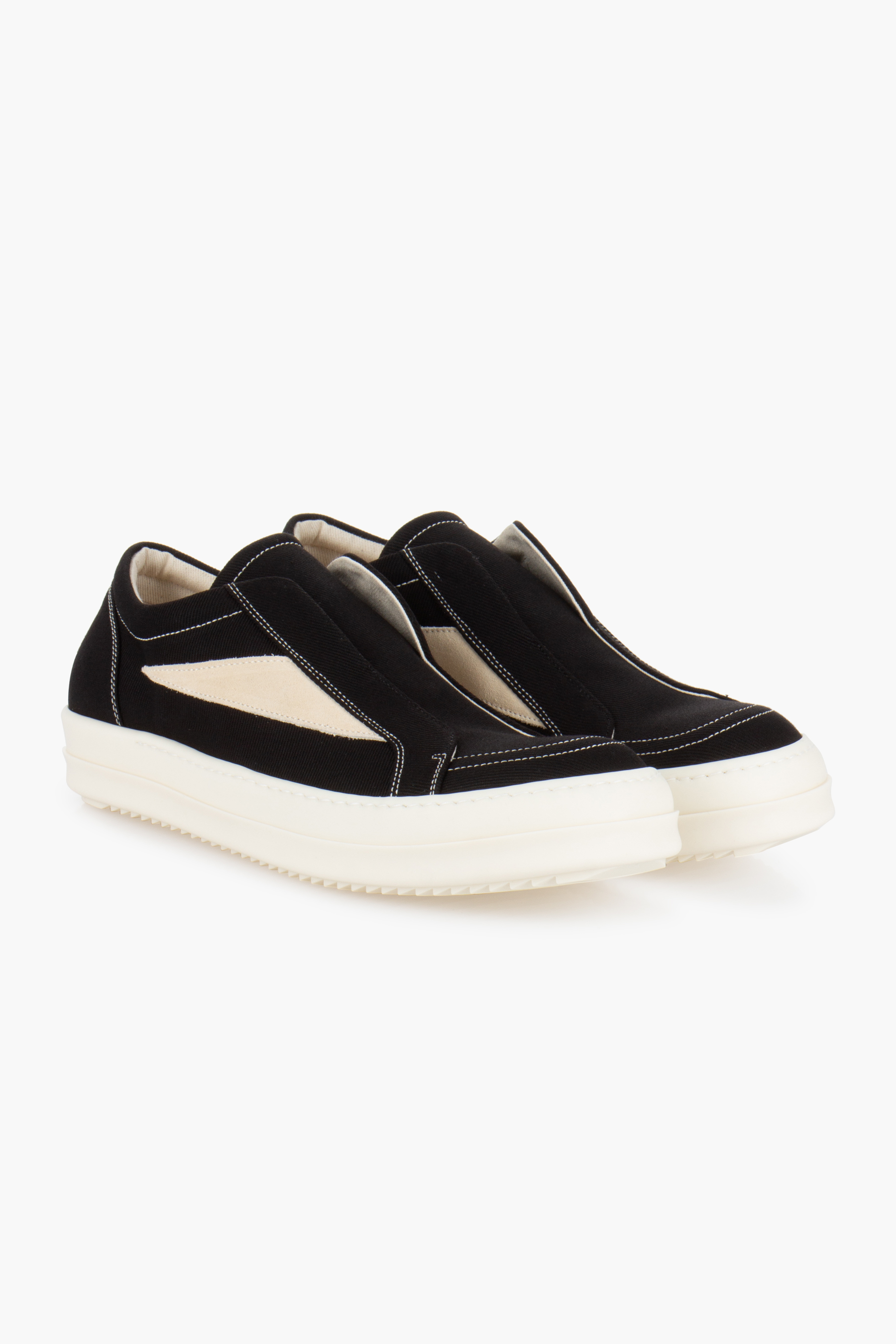RICK OWENS DRKSHDW Overdyed Denim & Suede Laceless Vintage Sneakers Bekleidung, Schuhwerk, Schuh, Sneaker, Wildleder