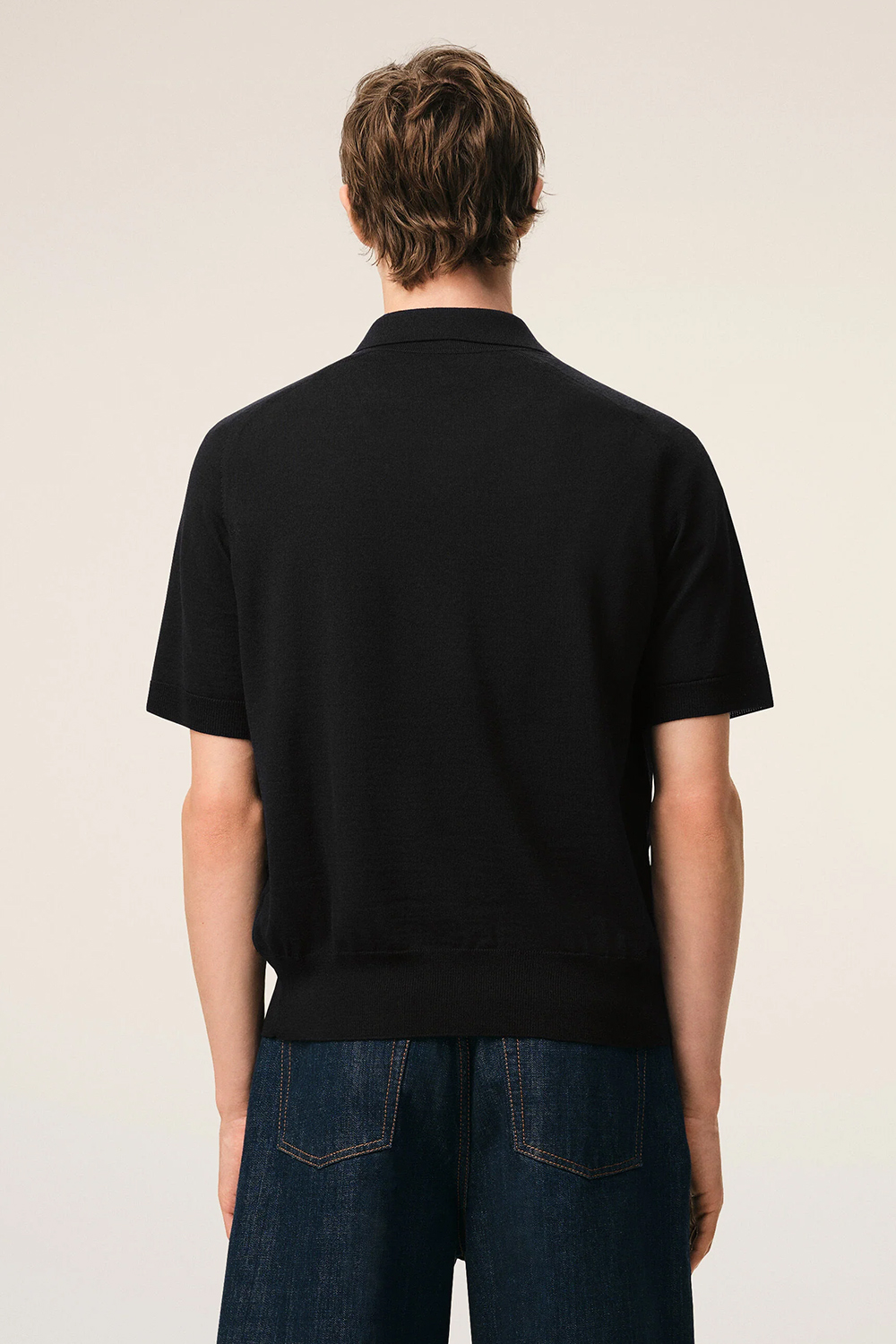 AMI PARIS Regular Fit Ami De Coeur Interlock Wool Knit Polo