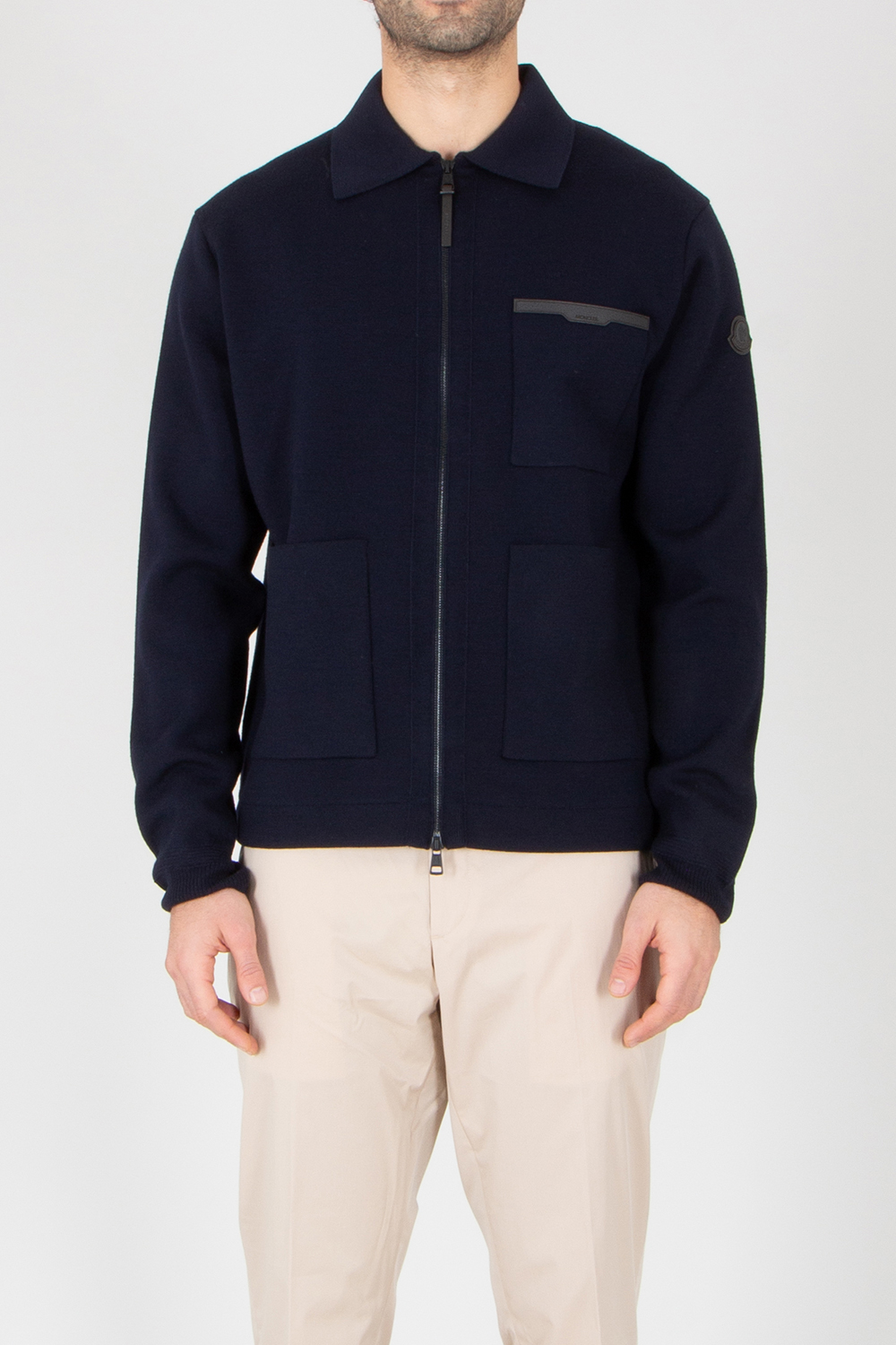 MONCLER Regular Fit Virgin Wool Zip Cardigan