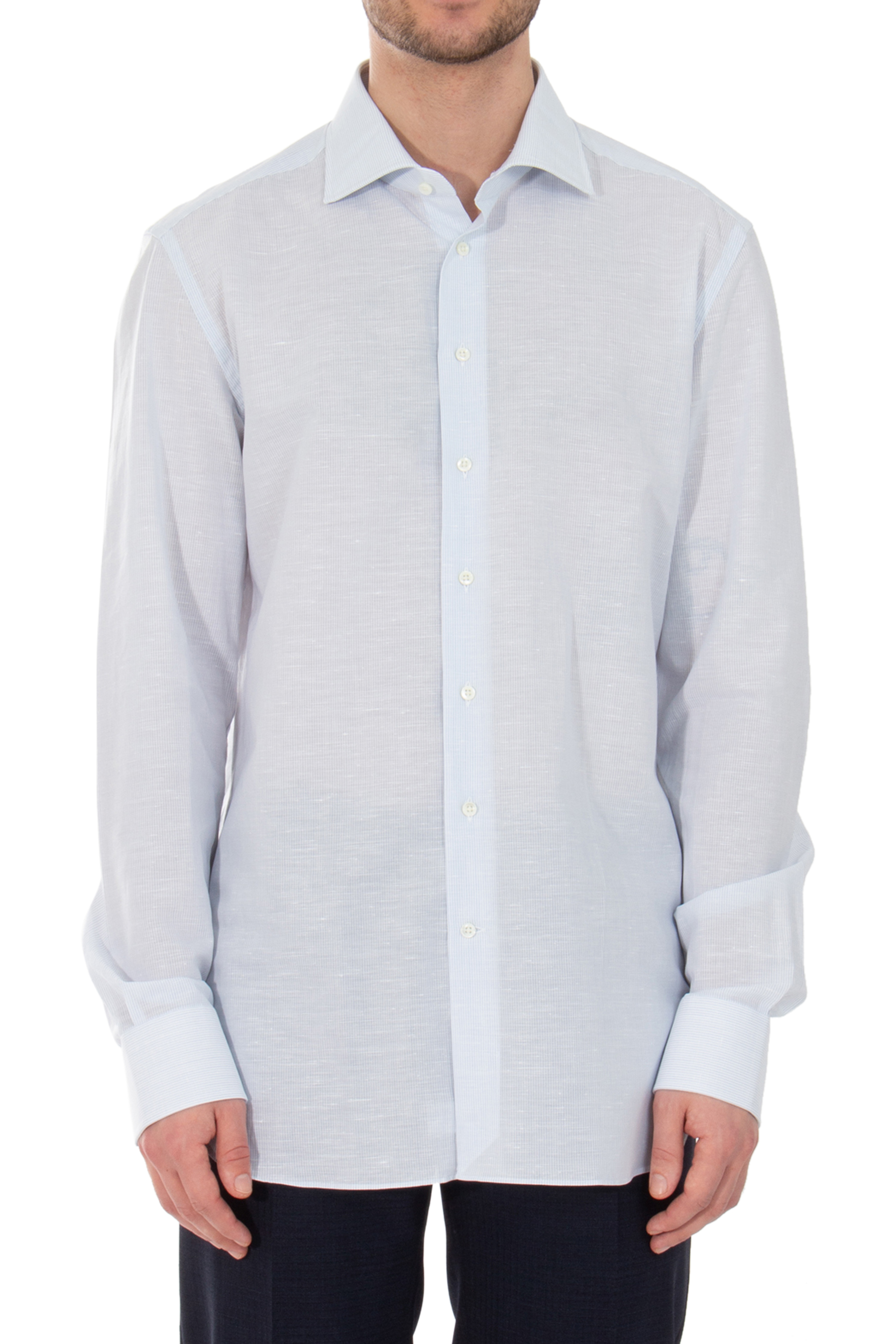 EMANUELE MAFFEIS Striped Cotton-Linen Blend Business Shirt Eduardo Libra EMANUELE MAFFEIS Striped Cotton-Linen Blend Business Shirt Eduardo Libra