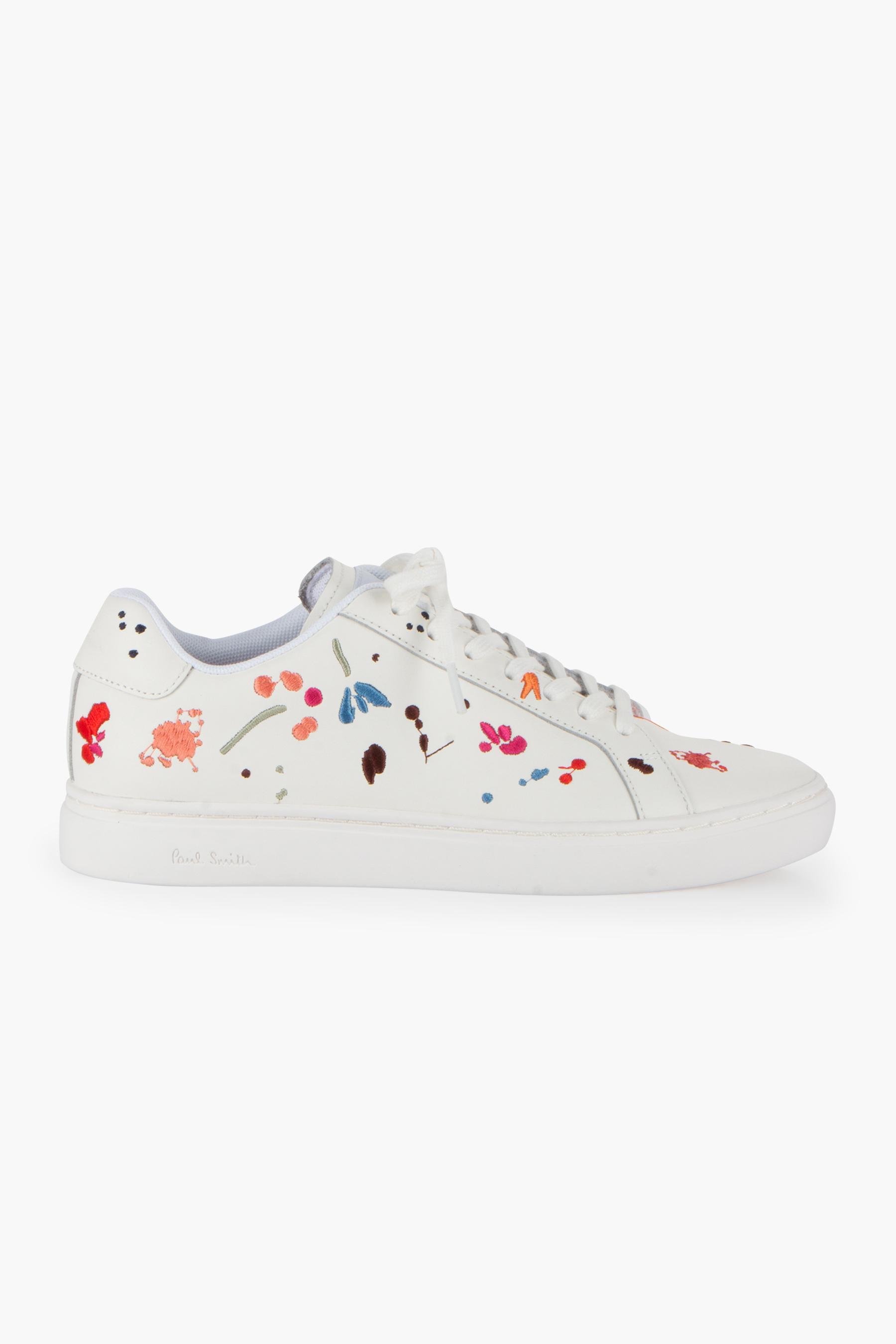 PAUL SMITH Paint Splash Embroidery Leather Sneakers