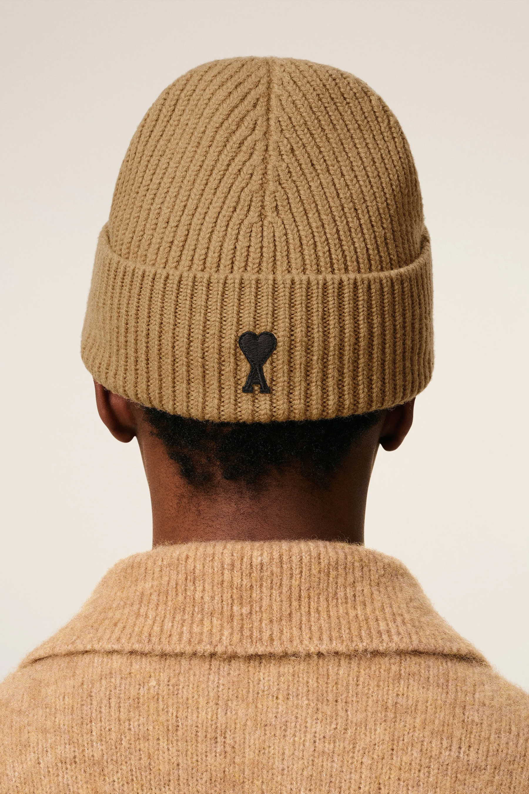 AMI PARIS Ami De Coeur Ribbed Virgin Wool Beanie Hut, Mütze, Erwachsener, Mann, Person