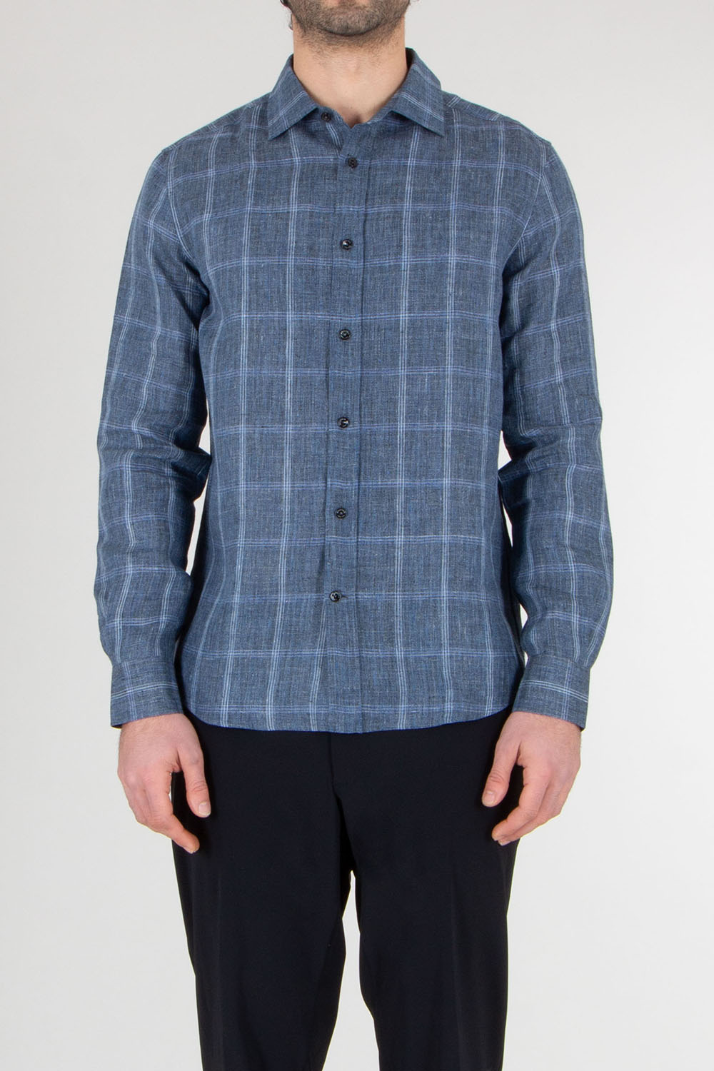 AGNONA Regular Fit Plaid Linen Shirt