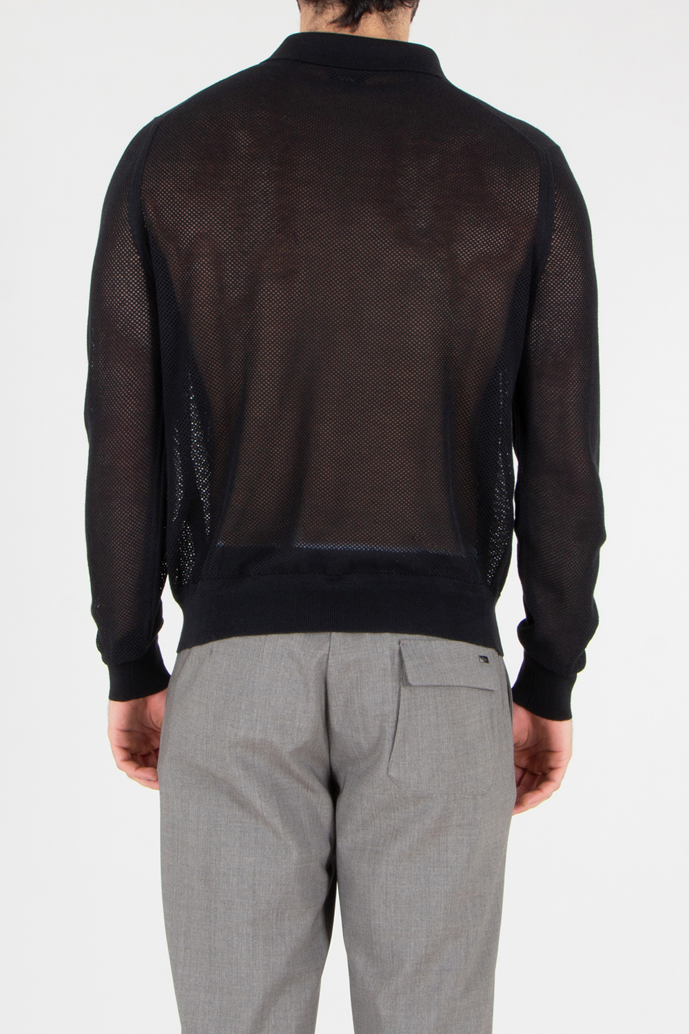 TOM FORD Regular Fit Lace Knit Cotton-Silk Blend Knit Polo