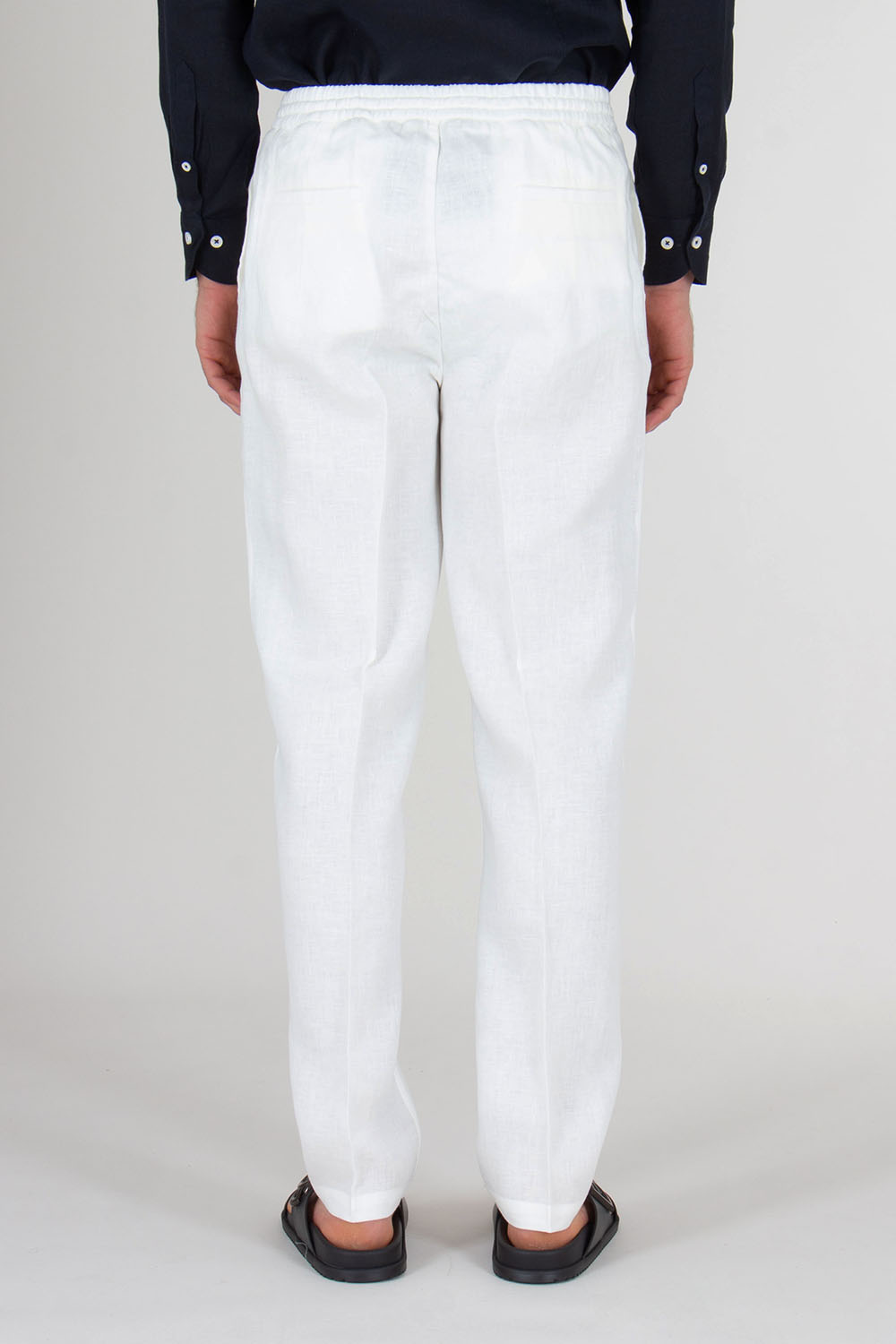 AURÉLIEN Slim Fit Linen Drawstring Trousers Seaside