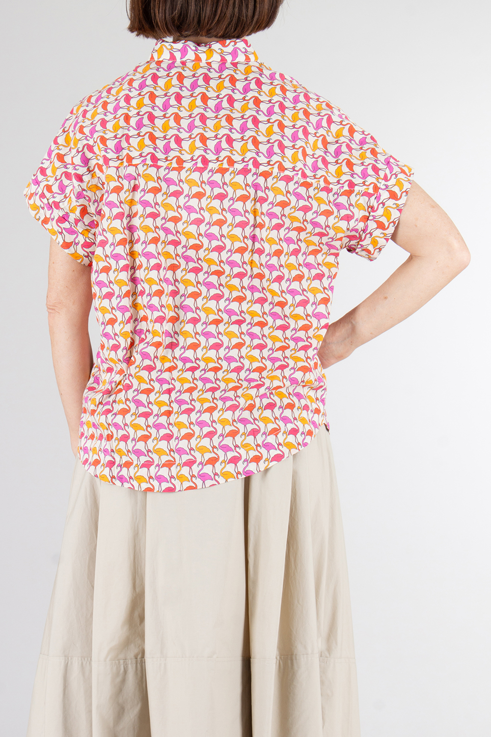 0039 ITALY Relaxed Fit patterned Cotton Blouse 