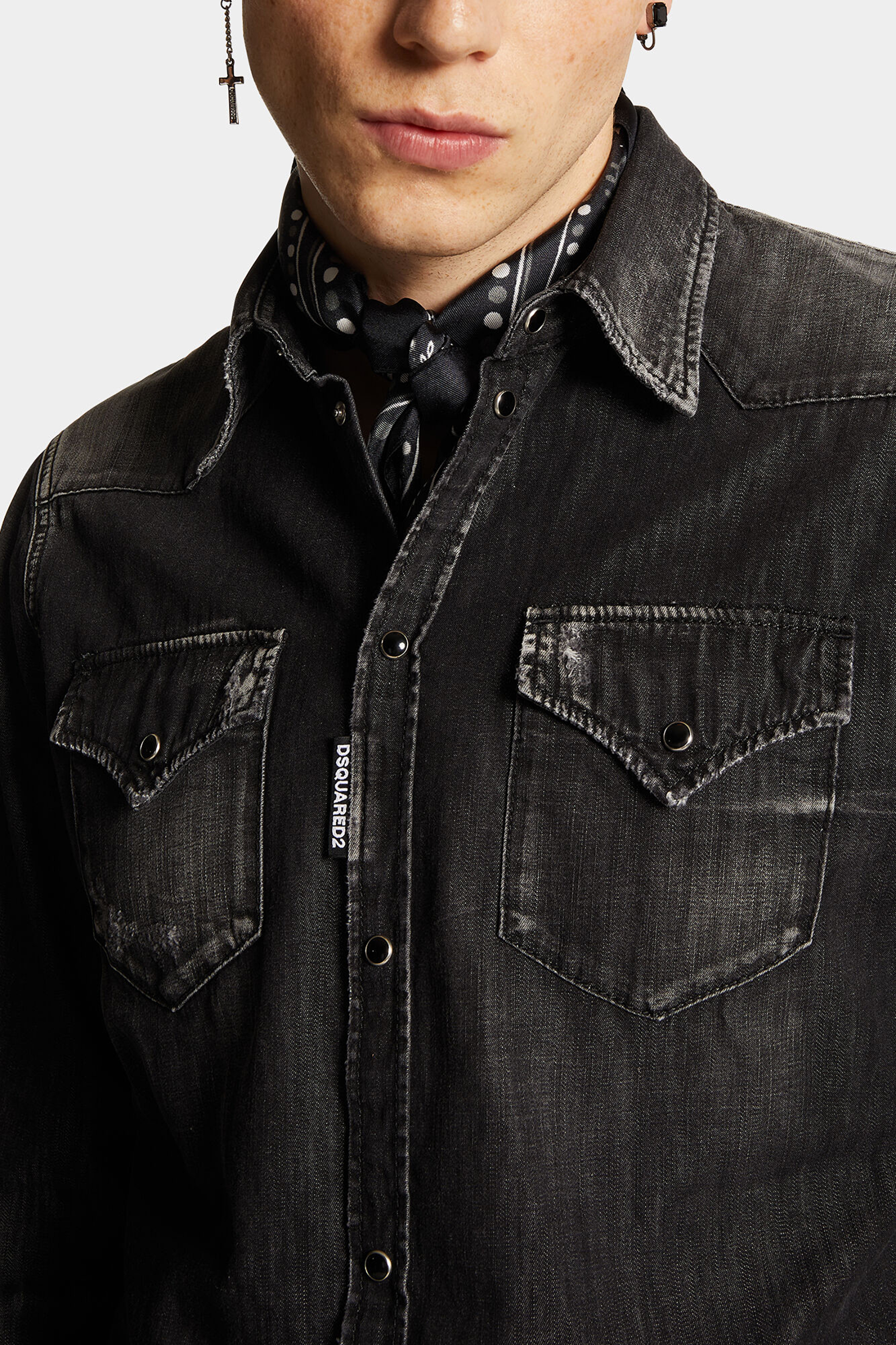 DSQUARED2 Cotton Denim Classic Western Shirt DSQUARED2 Cotton Denim Classic Western Shirt