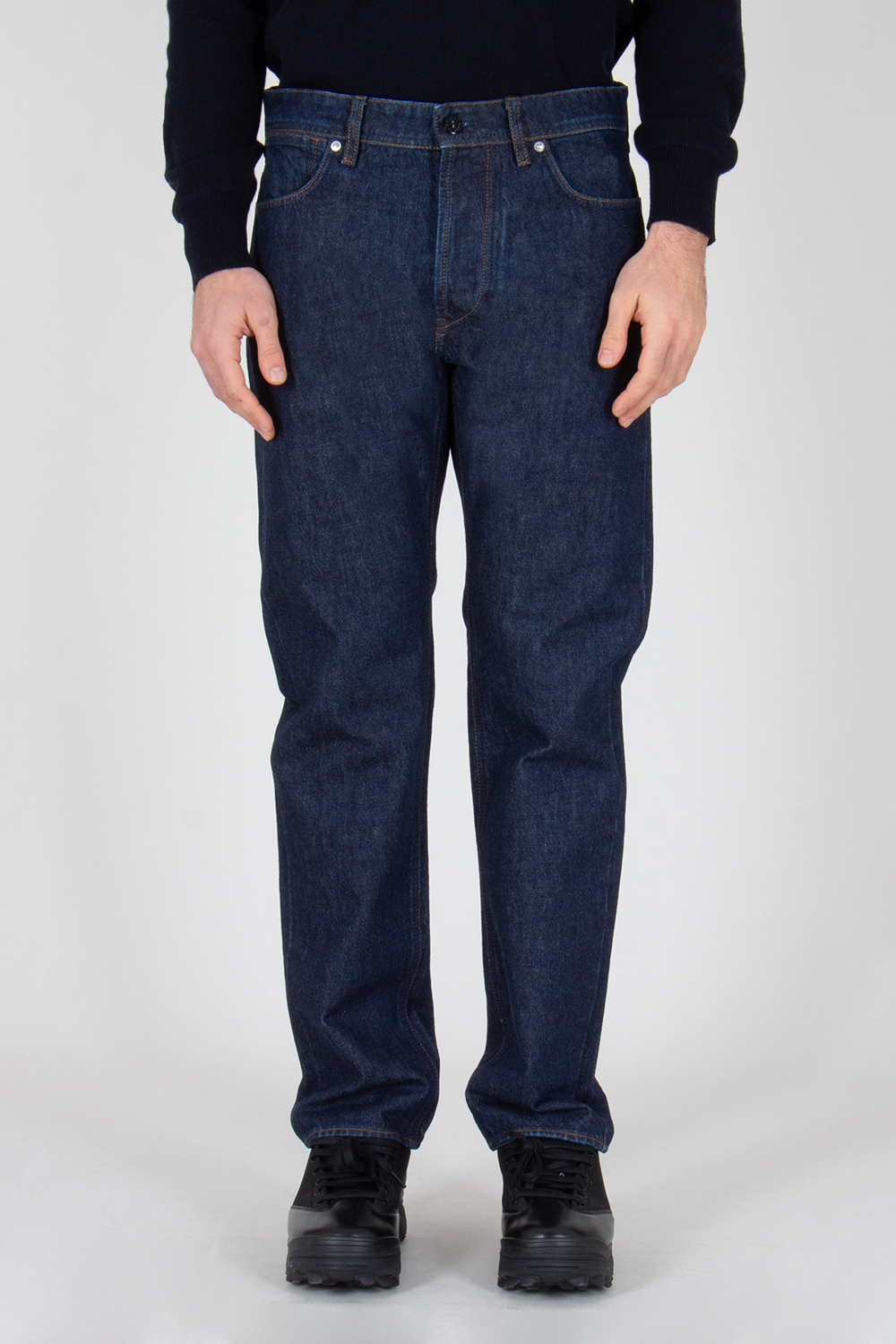 STONE ISLAND Regular Straight Fit Rinsed Organic Cotton Denim Jeans