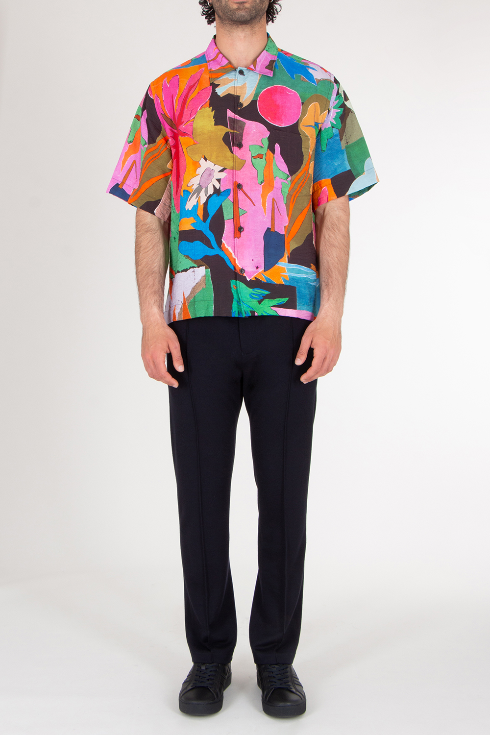 PAUL SMITH 'River Collage' Viscose-Blend Short Sleeve Shirt