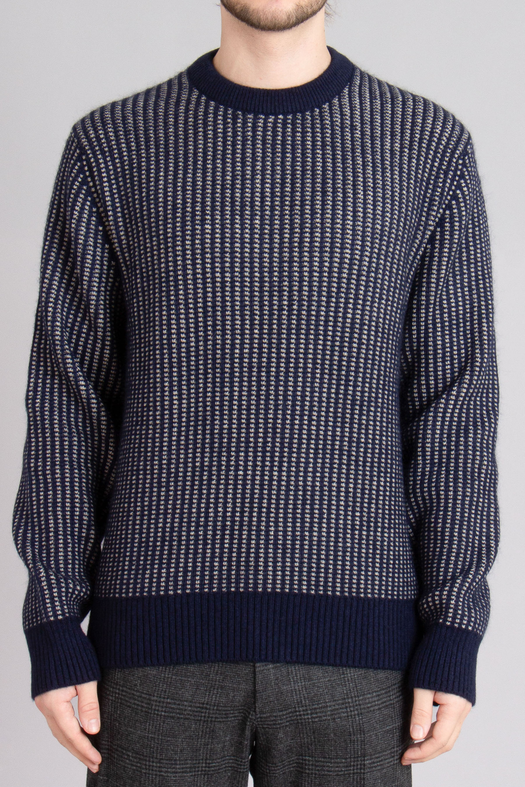 ZEGNA Jacquard Pattern Cashmere-Mohair-Silk Blend Sweater