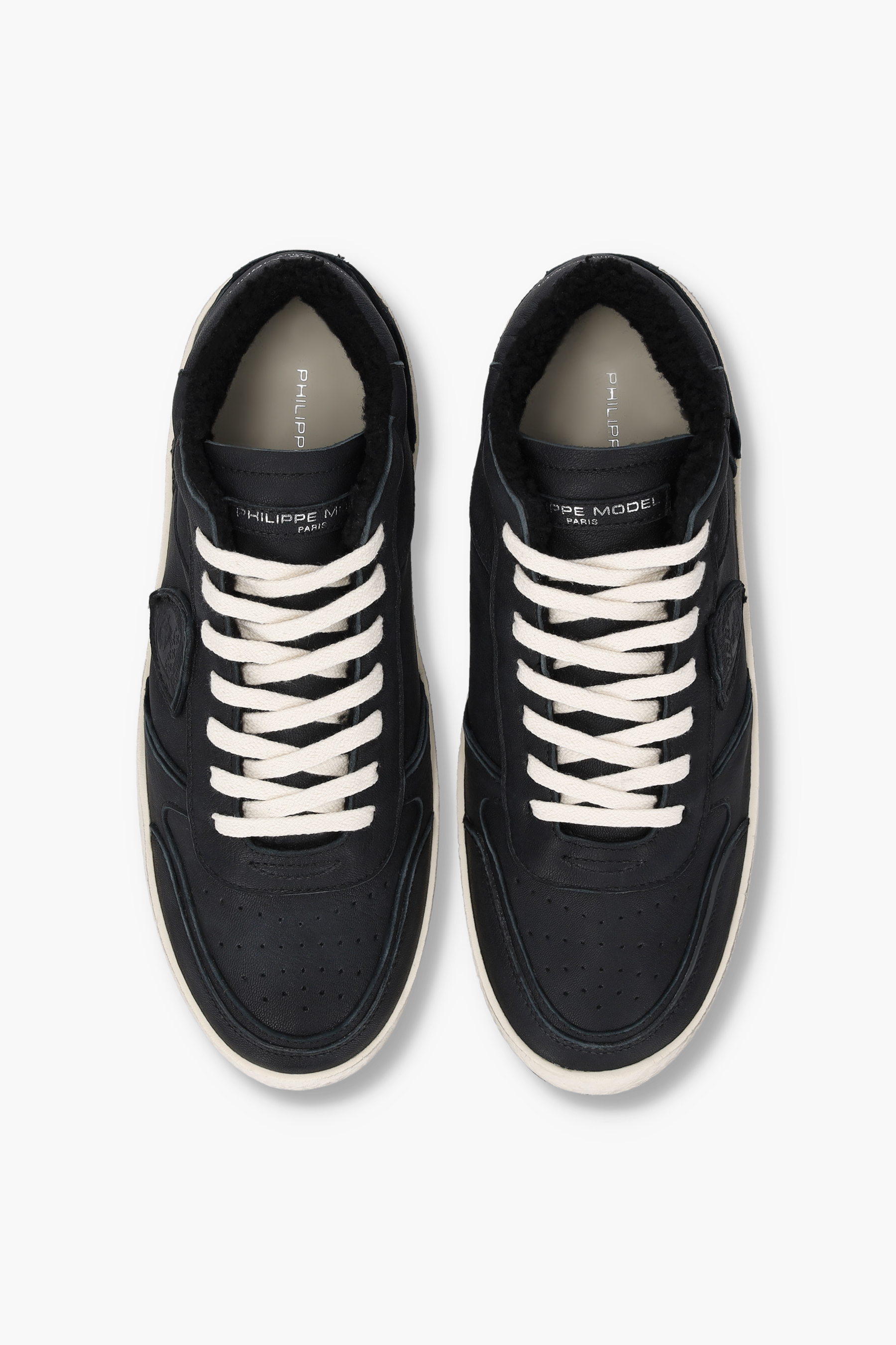 PHILIPPE MODEL Faux Shearling Lined Leather Sneakers Nice Mid Bekleidung, Schuhwerk, Schuh, Sneaker