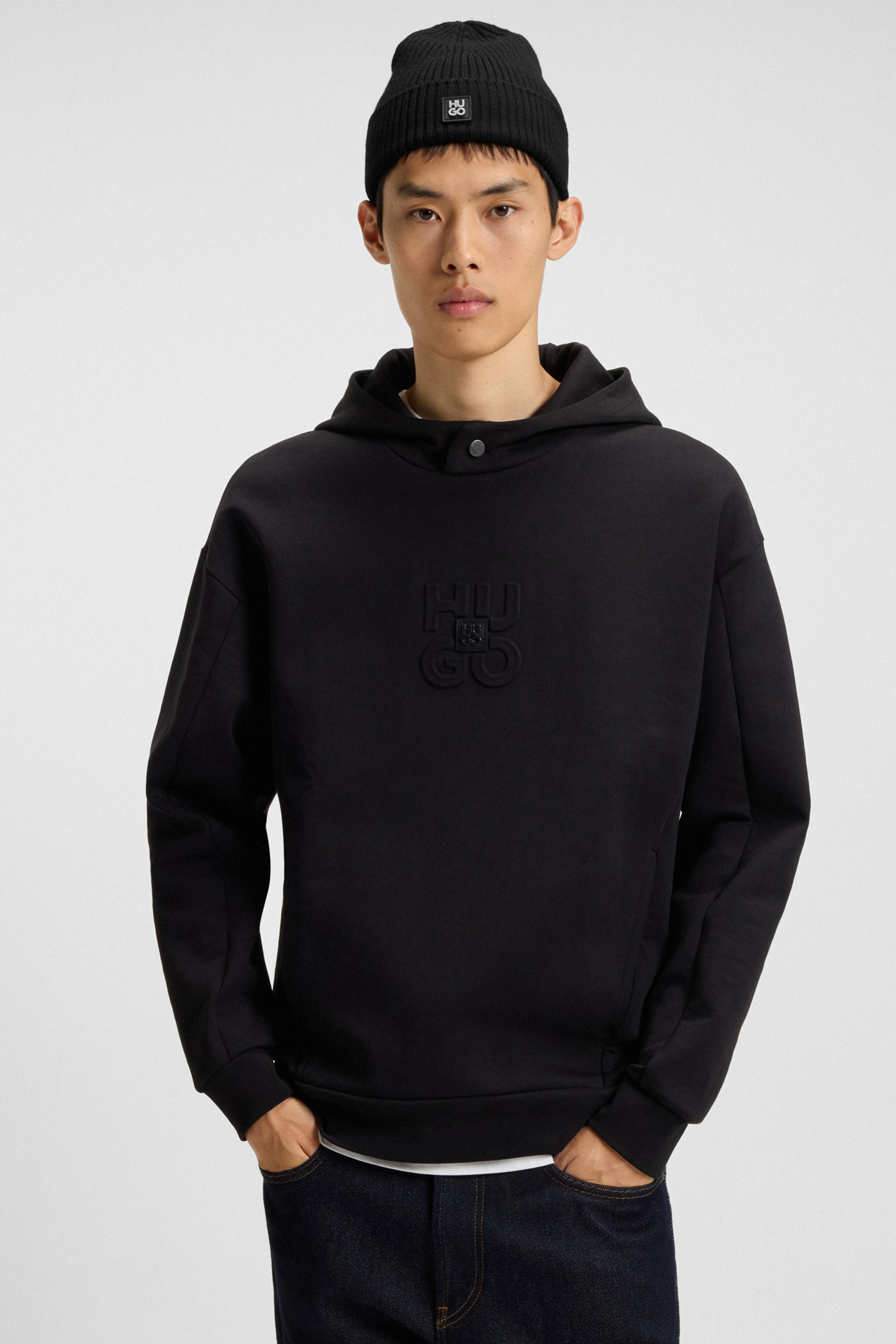 HUGO Ribbed Virgin Wool Beanie Hat Xola Strickwaren, Pullover, Sweatshirt, Kapuzenpulli, Hut