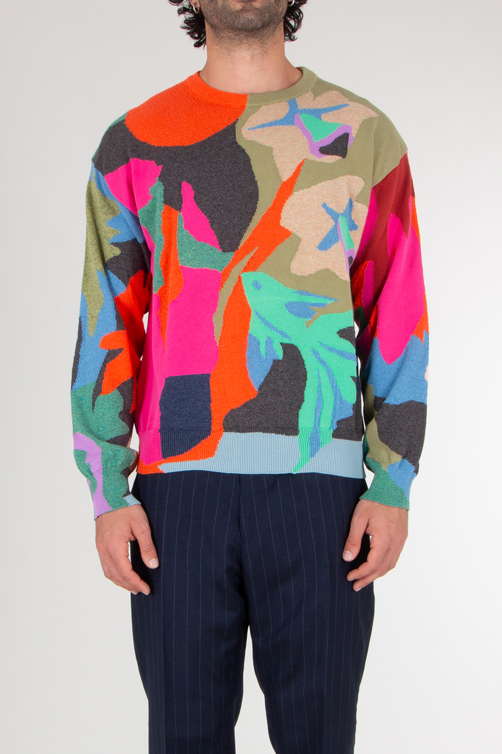 PAUL SMITH 'River Collage' Knitted Cotton Sweater