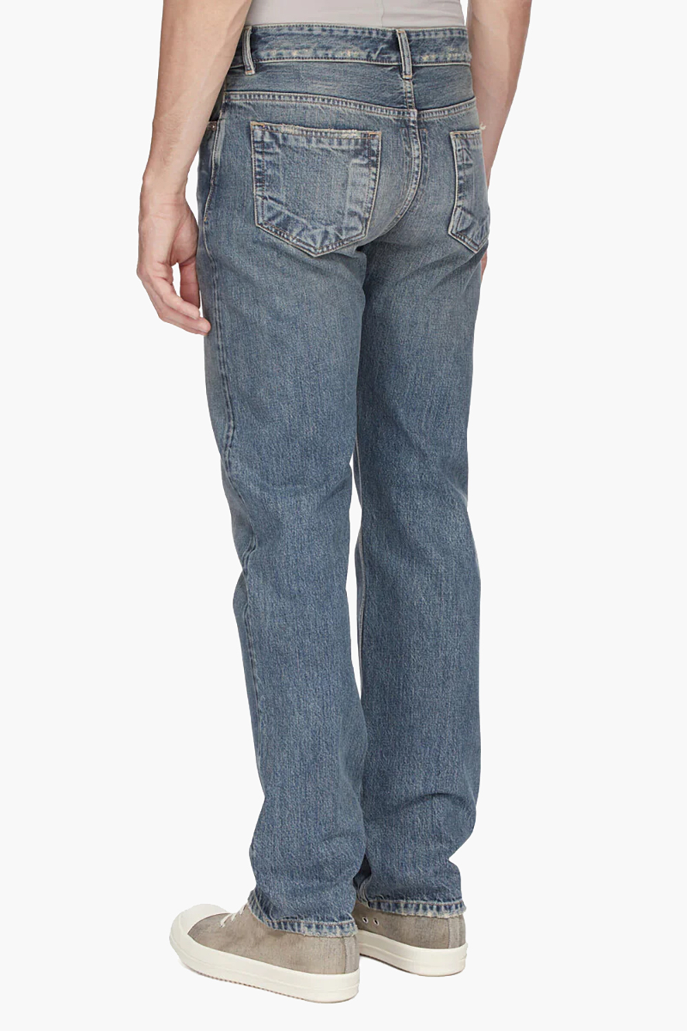 RICK OWENS DRKSHDW Fog Cut Washed Indigo Distressed Cotton Denim Jeans
