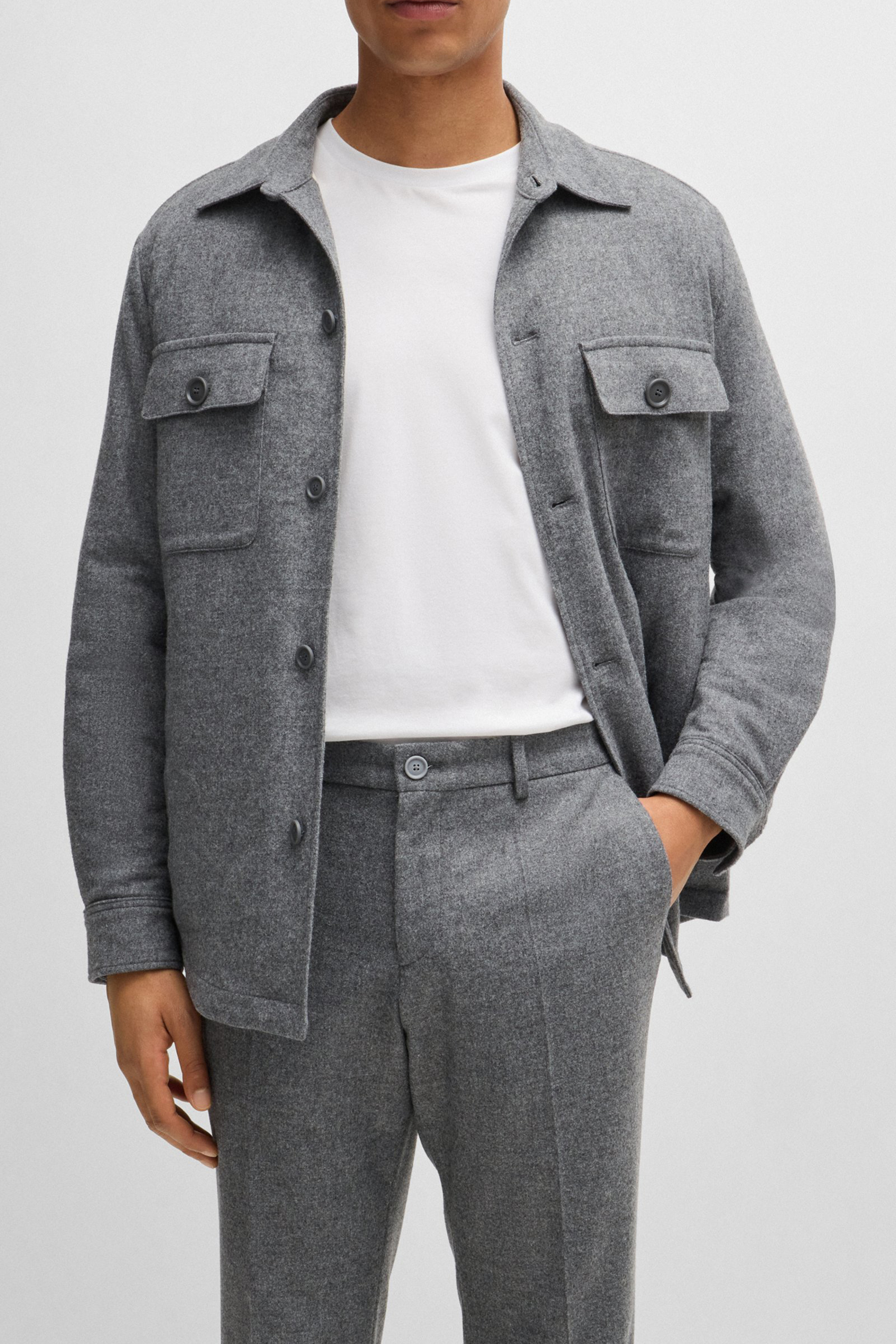 BOSS Slim Fit Wool Stretch Flannel Pants P-Genius BOSS Slim Fit Wool Stretch Flannel Pants P-Genius