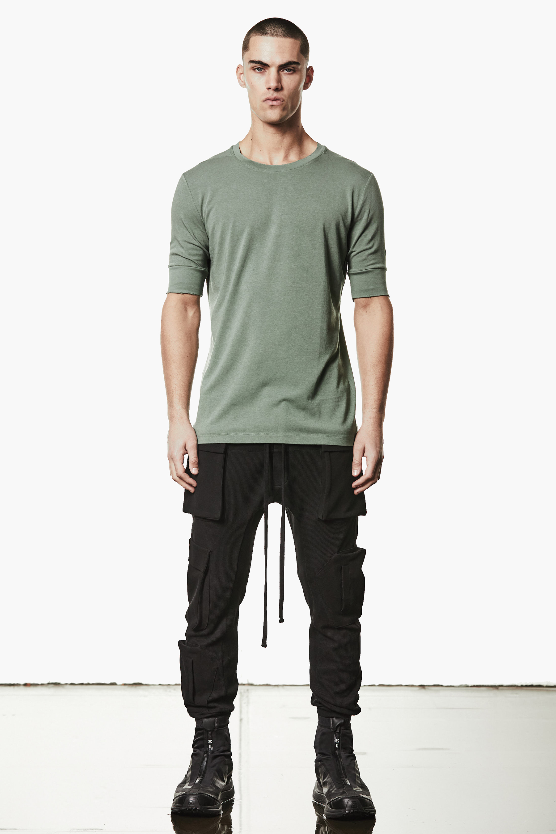 THOM KROM Slim Fit Cotton-Modal Stretch Jersey T-Shirt T-shirt, Langarm, Ärmel, Person, Stehend