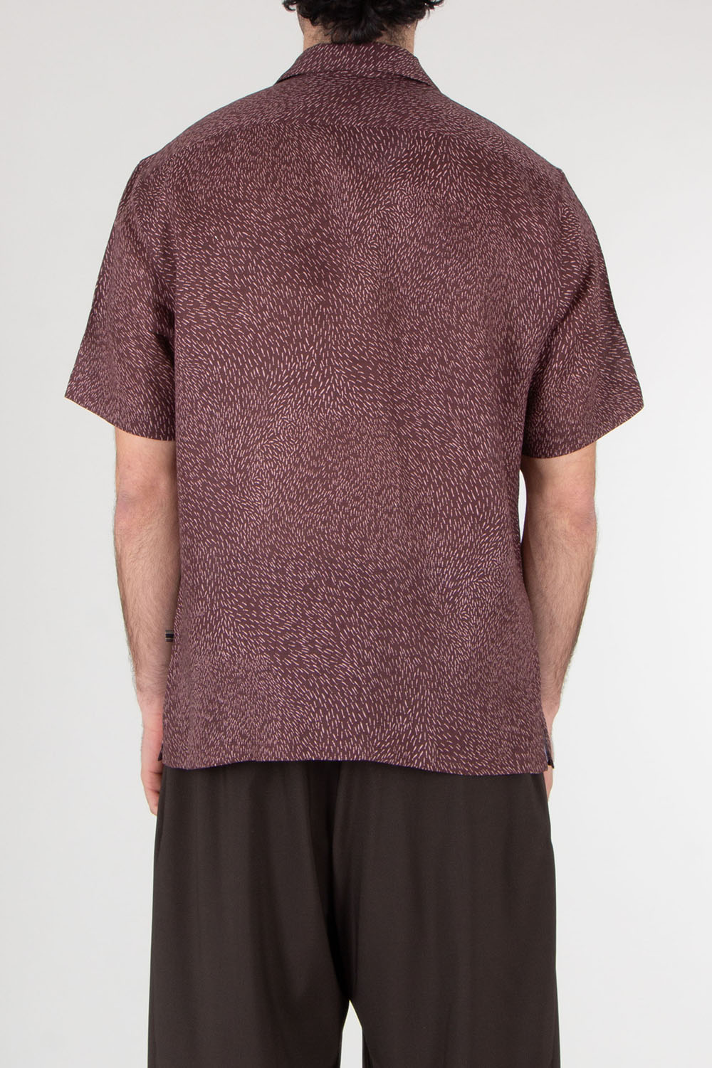 BRIONI Patterned Cuban Fit Linen Short Sleeve Shirt