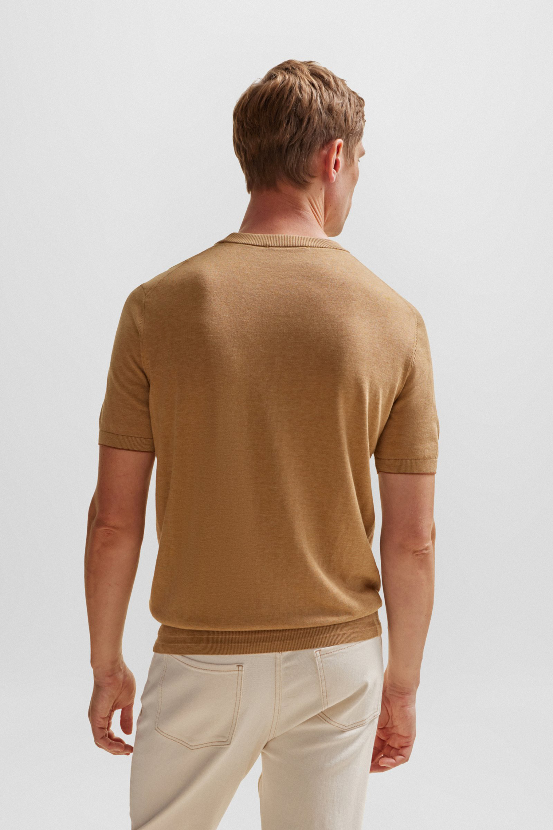 BOSS Short-Sleeve Silk-Cotton Blend Sweater L-Porto BOSS Short-Sleeve Silk-Cotton Blend Sweater L-Porto