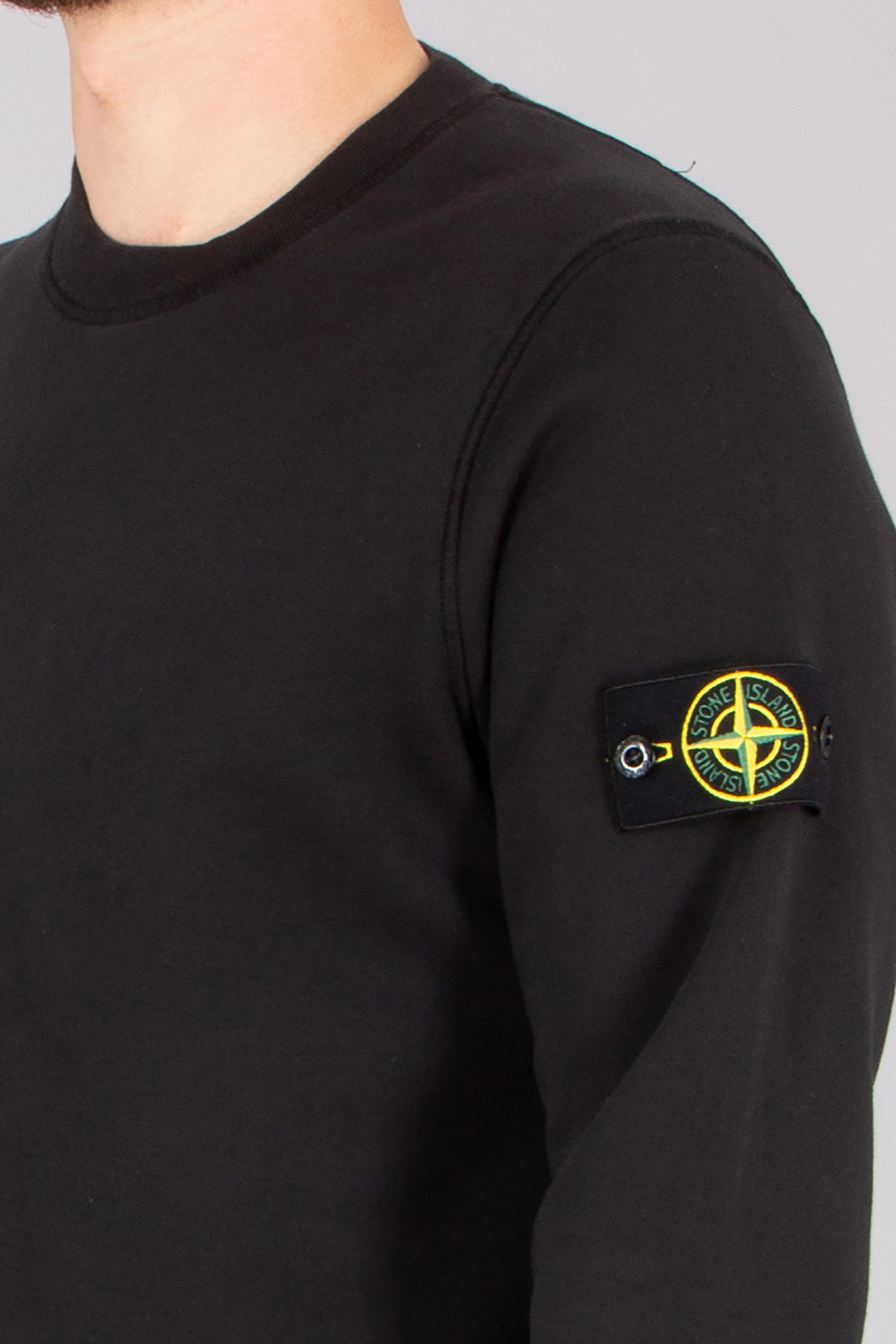 STONE ISLAND Regular Fit Organic Cotton Fleece Sweatshirt Langarm, Person, T-shirt, Fleece, Logo