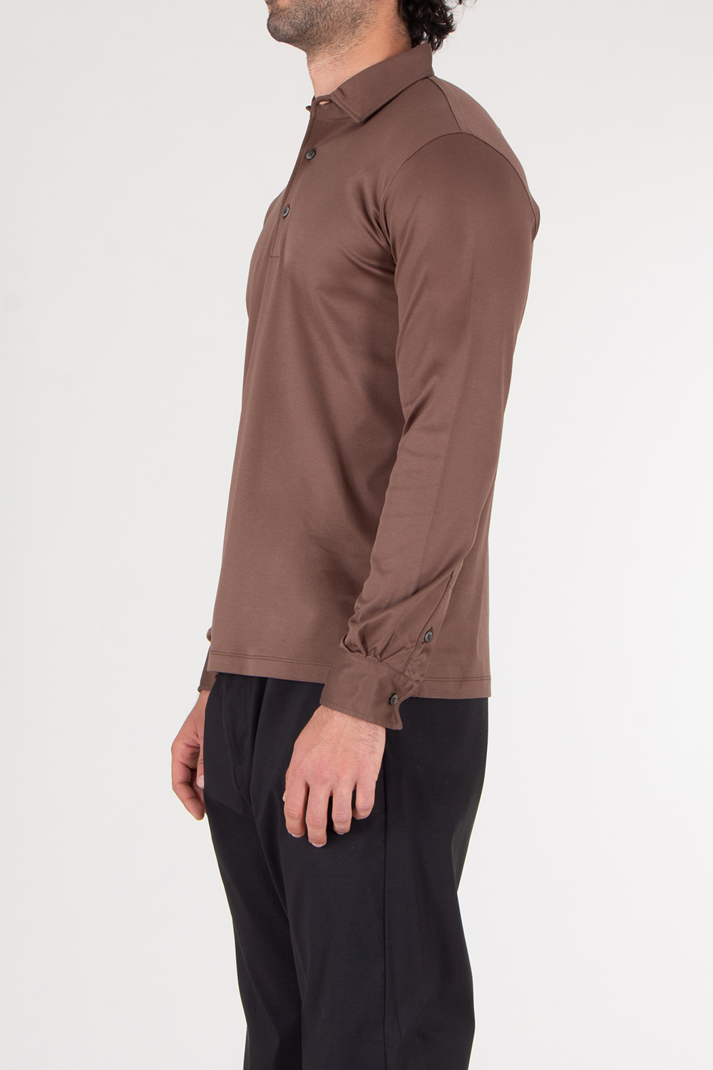 AURÉLIEN Slim Fit Long Sleeve Mercerized Egyptian Cotton  Polo Shirt