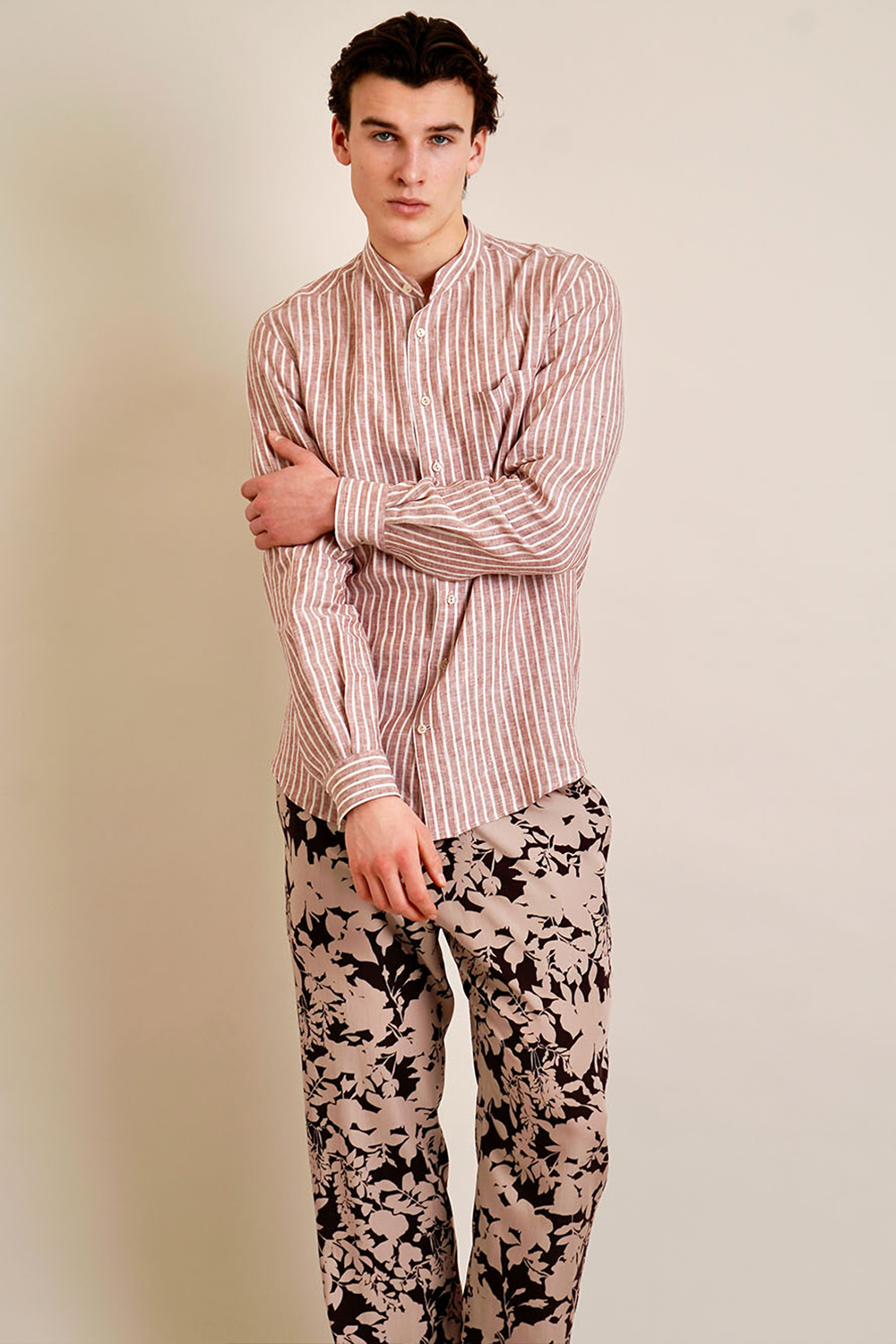 AGNONA Regular Fit Striped Linen Shirt