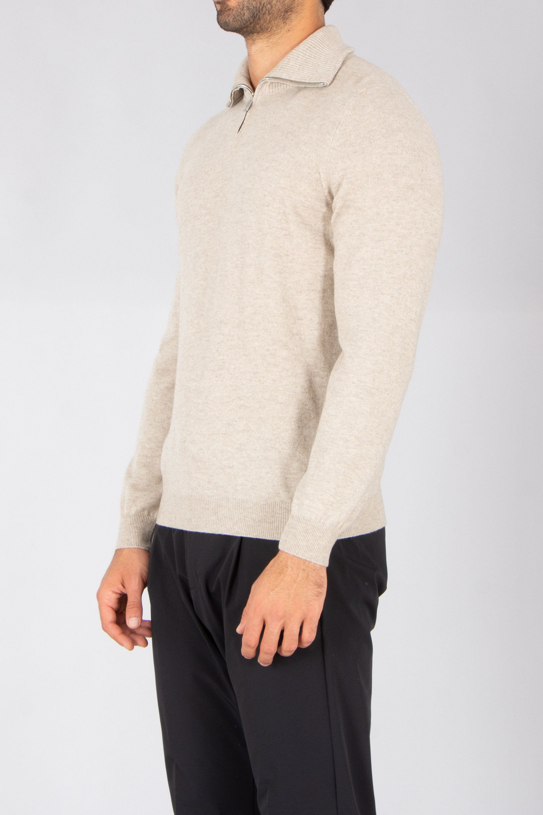AIDA BARNI Regular Fit Cashmere Zip Neck Sweater Bekleidung, Langarm, Ärmel, Strickwaren, Pullover