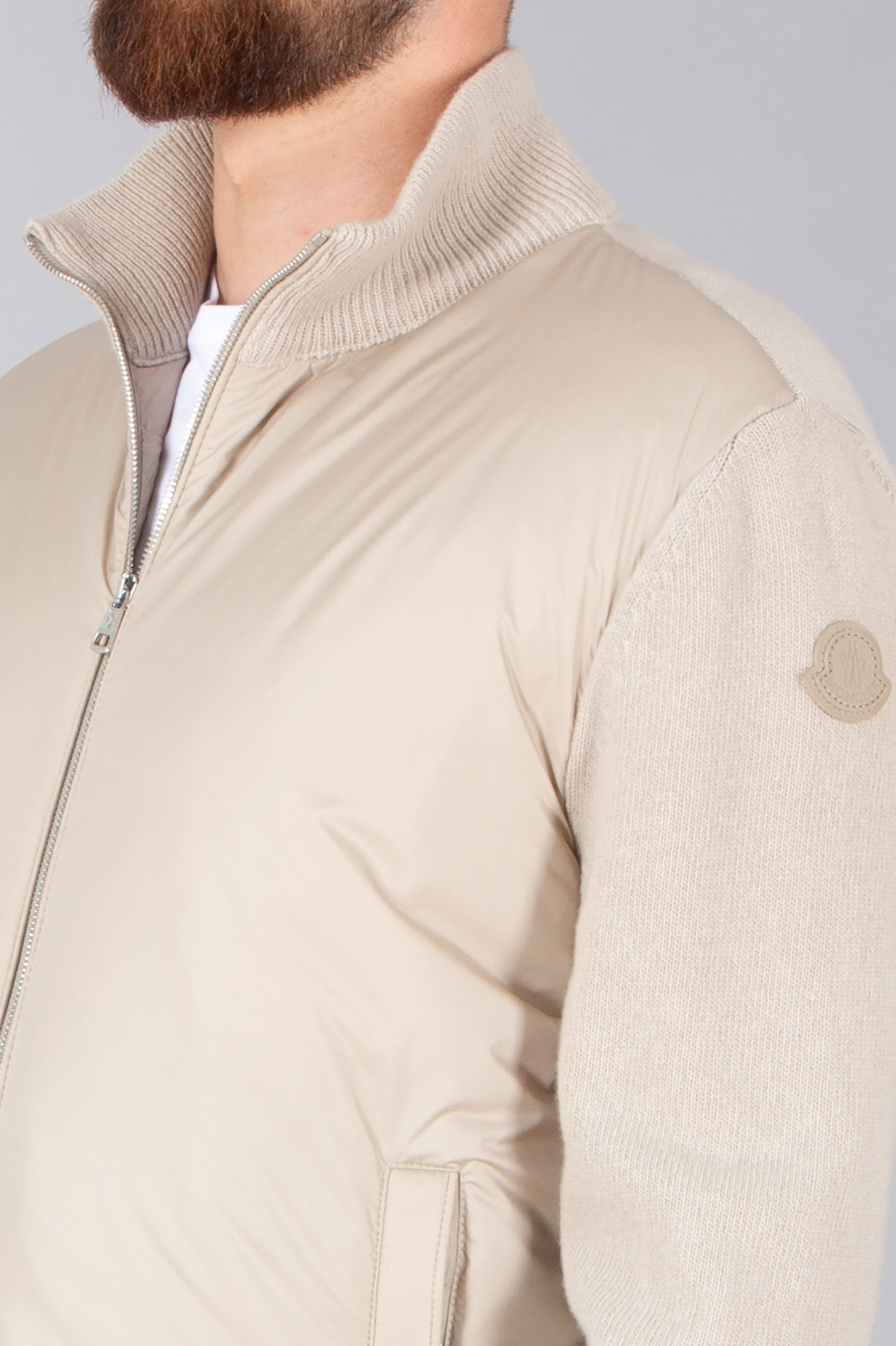MONCLER Down Padded Virgin Wool-Cashmere Blend Cardigan Mantel, Jacke, Erwachsener, Mann, Person