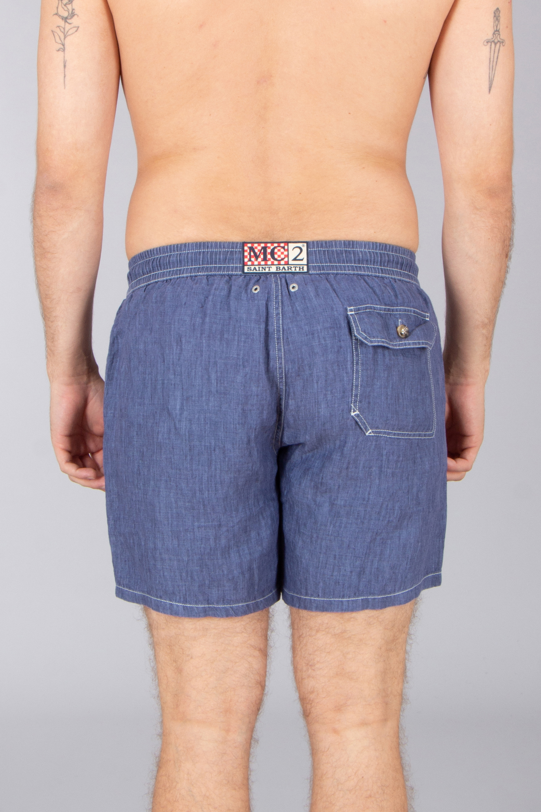 MC 2 SAINT BARTH Mid-Length Linen Swim Shorts Gustavia Bekleidung, Kurze Hosen