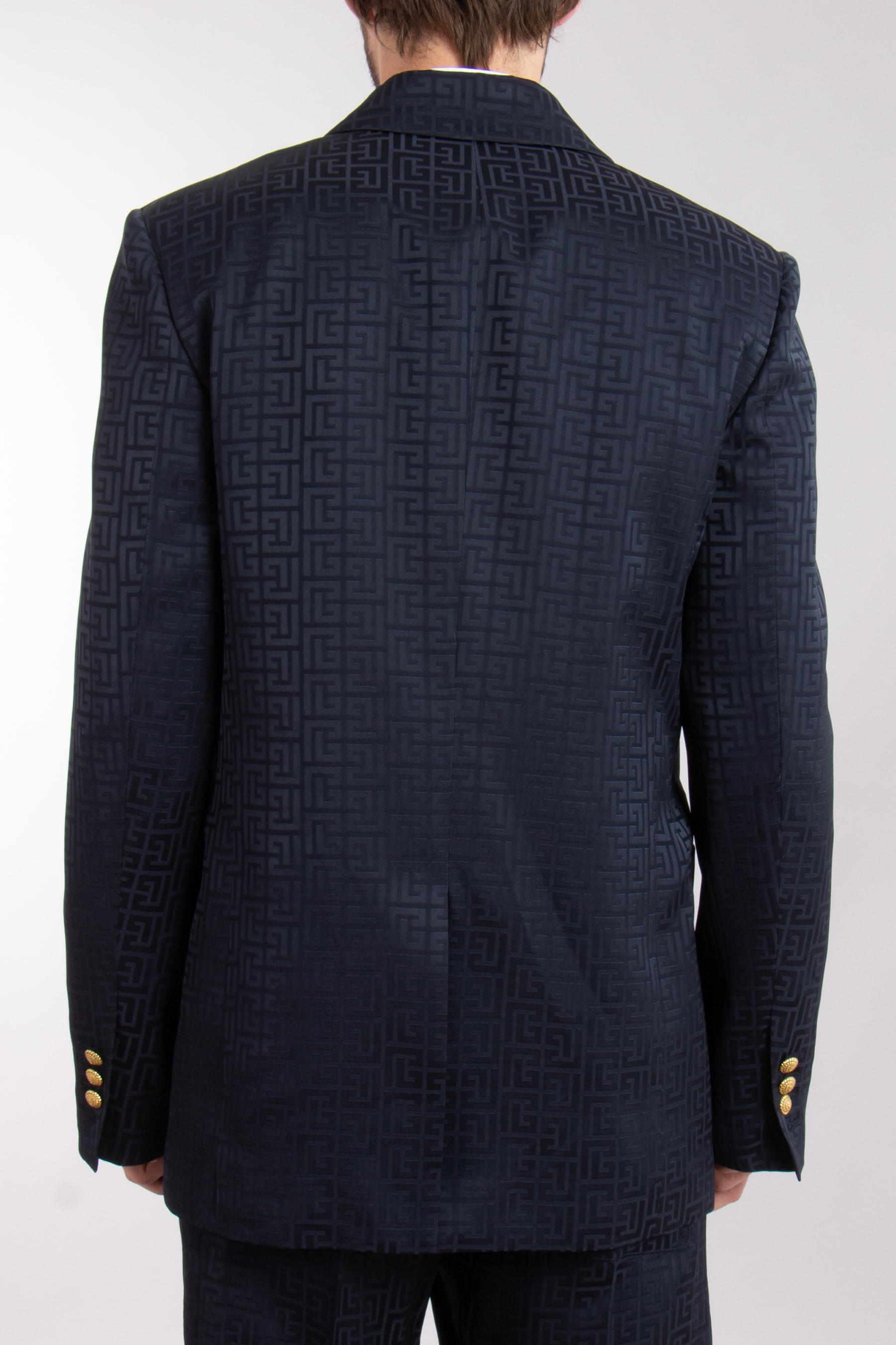 BALMAIN Monogrammed Satin Jacquard Blazer BALMAIN Monogrammed Satin Jacquard Blazer