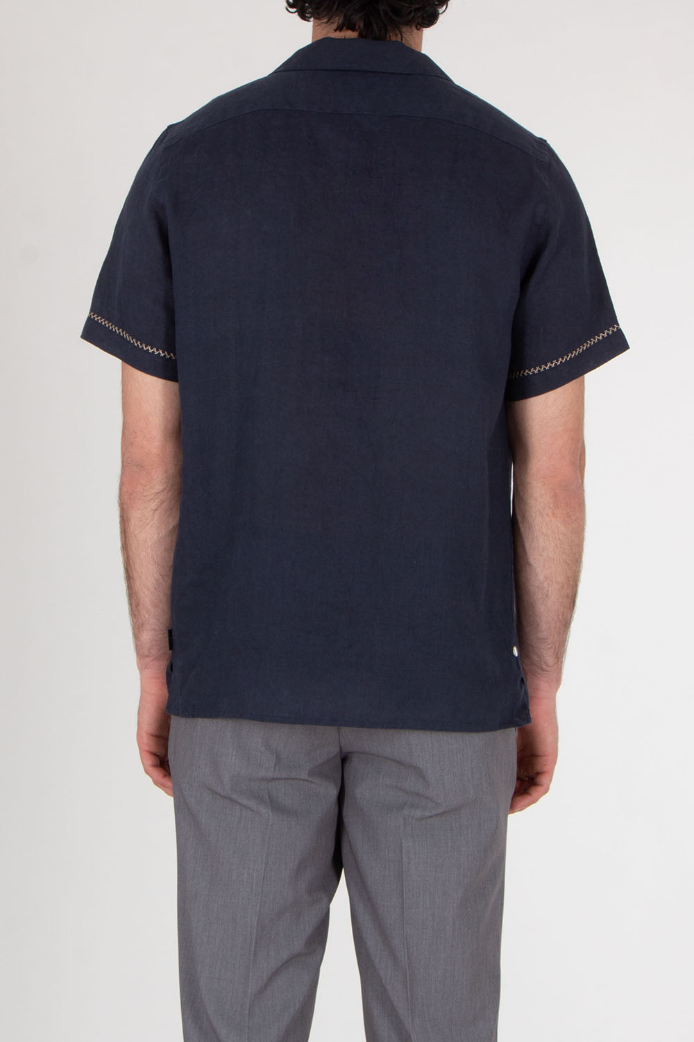 PAUL SMITH Casual-Fit Piece-Dyed Navy Shirt with Embroidery
