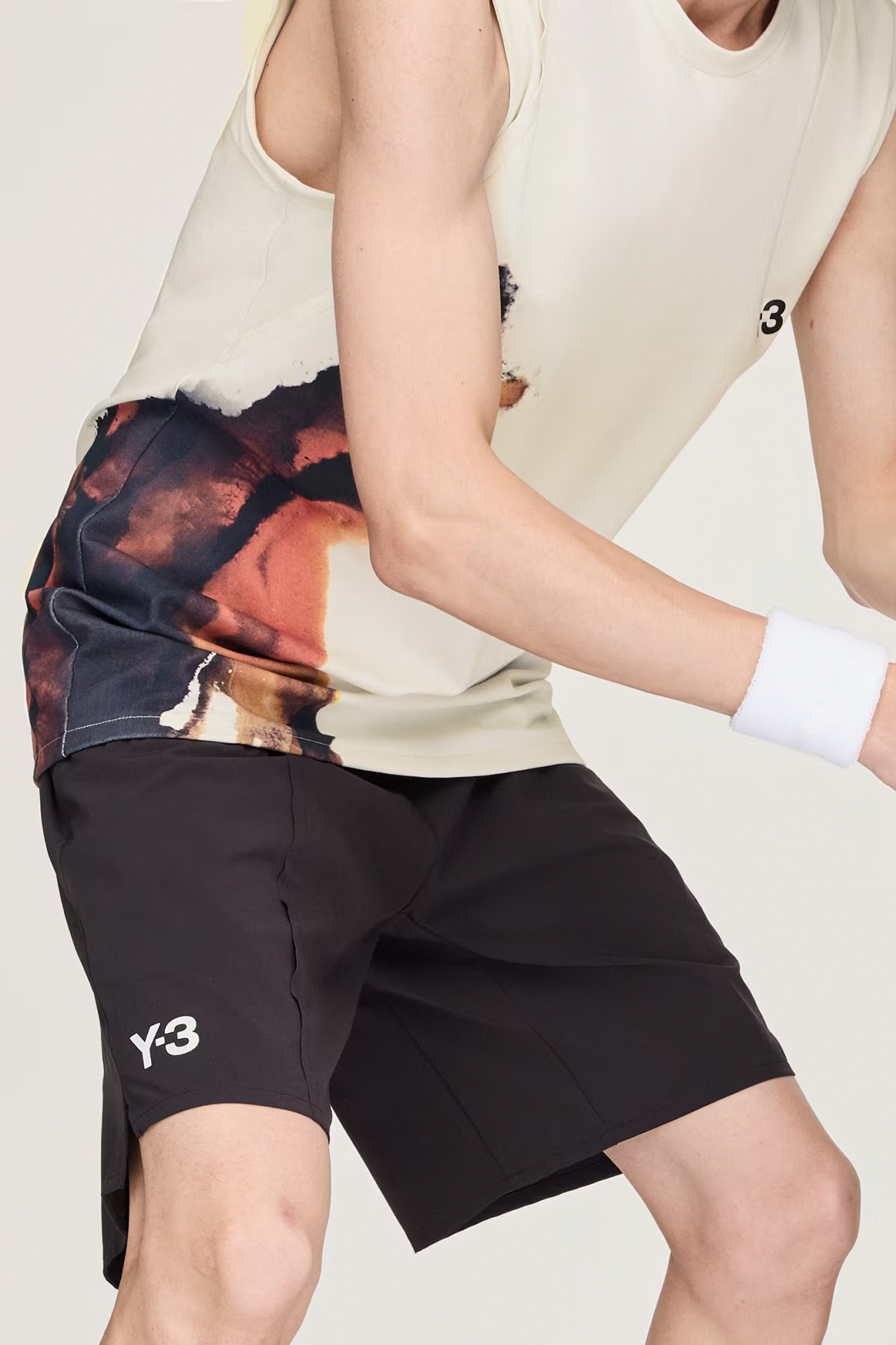Y-3 Regular Fit Printed Recycled Polyester-Cotton Stretch Climacool Tennis Pro Tank Top Kurze Hose, Erwachsener, Männlich, Mann, Person