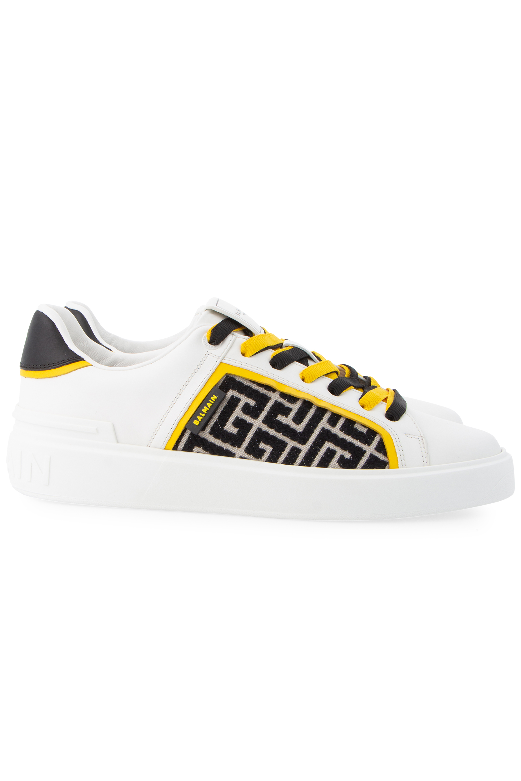 BALMAIN Monogrammed Jacquard And Leather Sneakers B-Court BALMAIN Monogrammed Jacquard And Leather Sneakers B-Court
