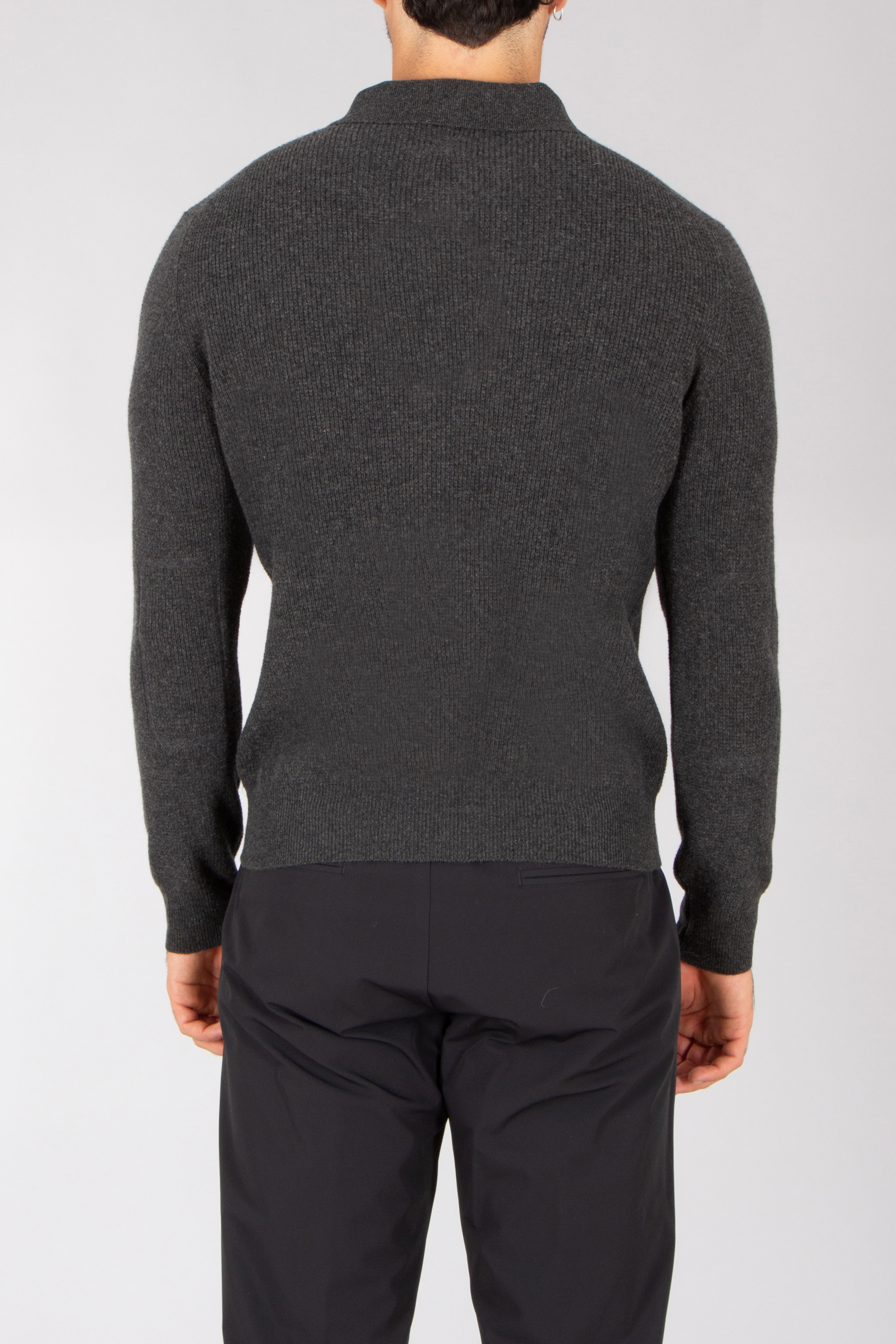 CANALI Regular Fit Ribbed Ultrafine Wool-Cashmere Blend Knit Polo Bekleidung, Langarm, Ärmel, Strickwaren, Pullover
