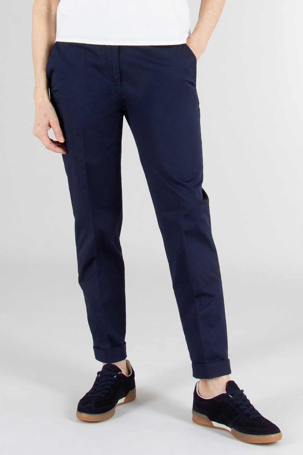 ASPESI Slim Fit Stretch Cotton Twill Trousers 