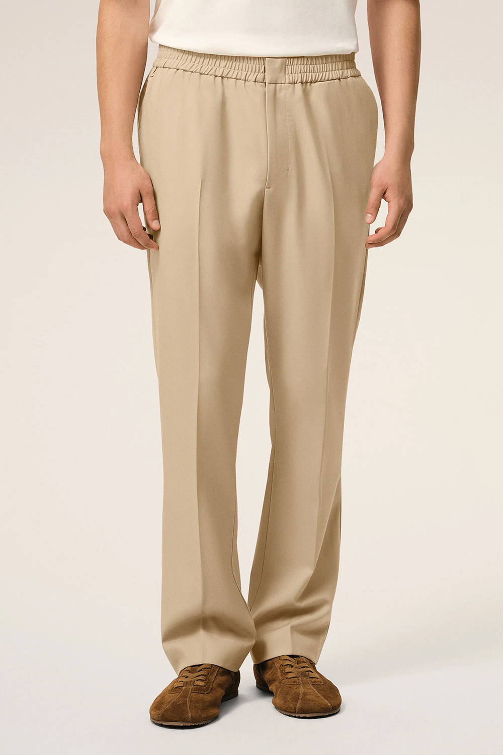 AMI PARIS Straight Leg Virgin Wool Gabardine Pants