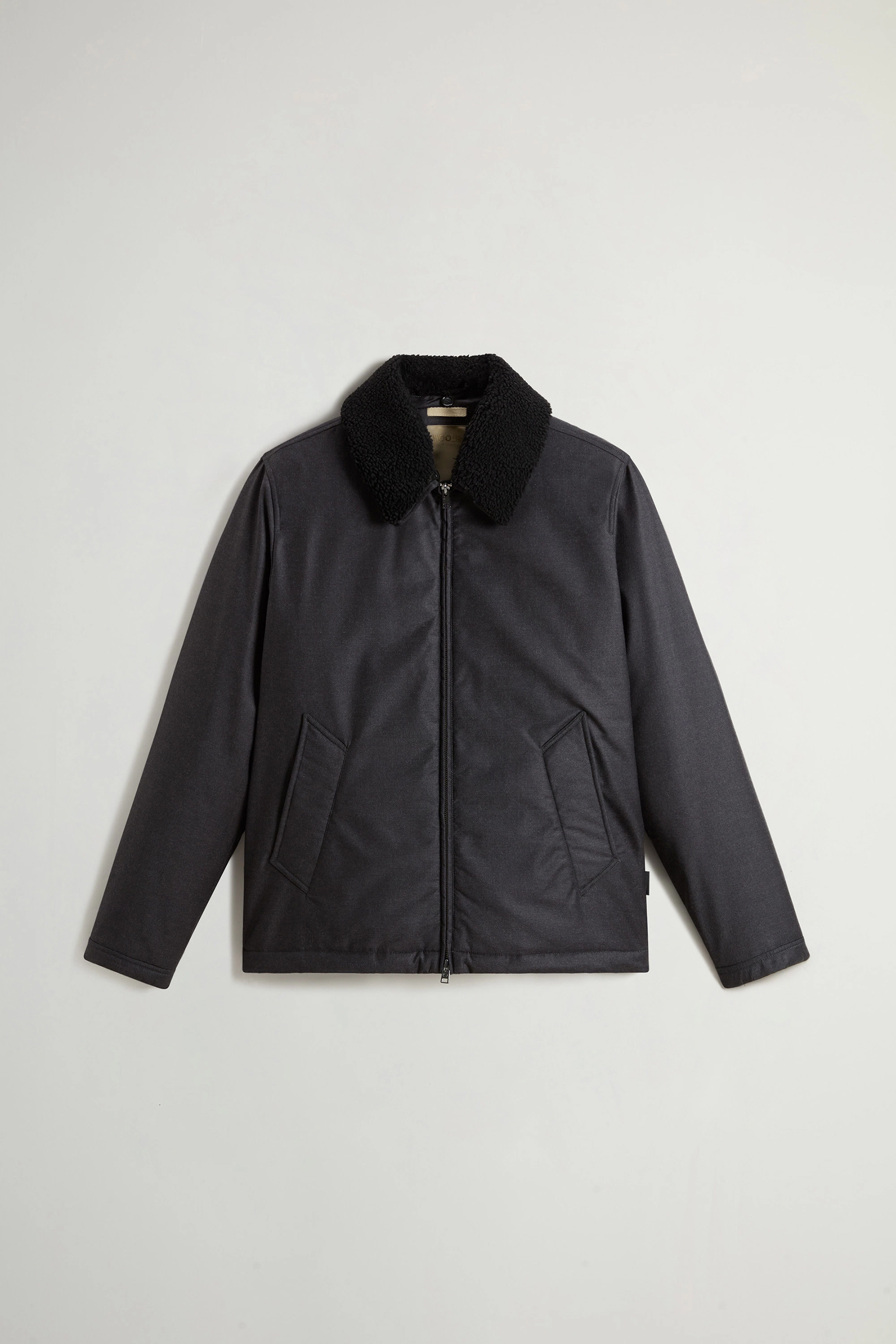 WOOLRICH Regular Fit Green Storm System Virgin Wool-Silk Blend Stag Down Jacket Bekleidung, Mantel, Jacke