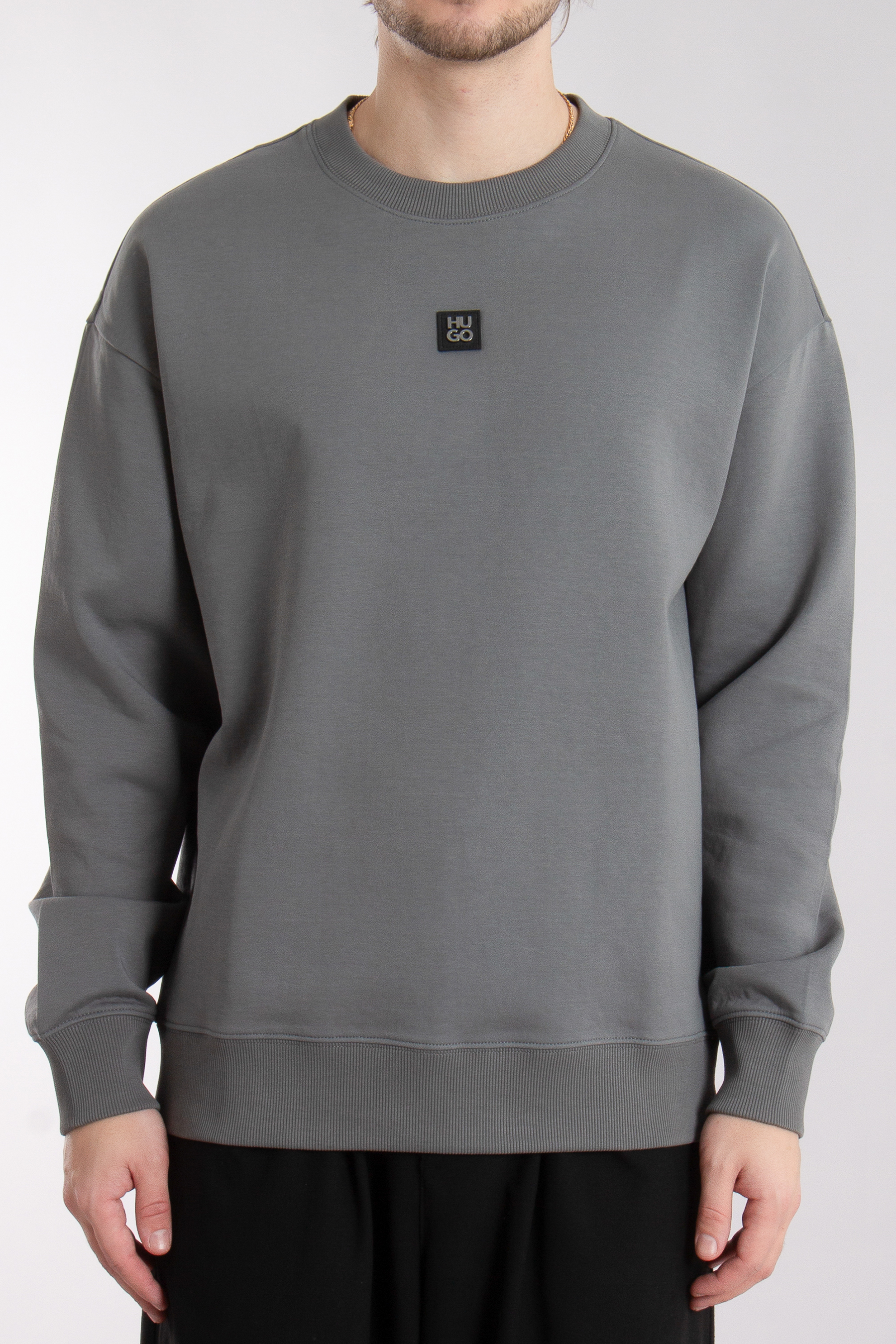 HUGO Relaxed Fit Interlock-Cotton Blend Stretch Sweatshirt Dettil