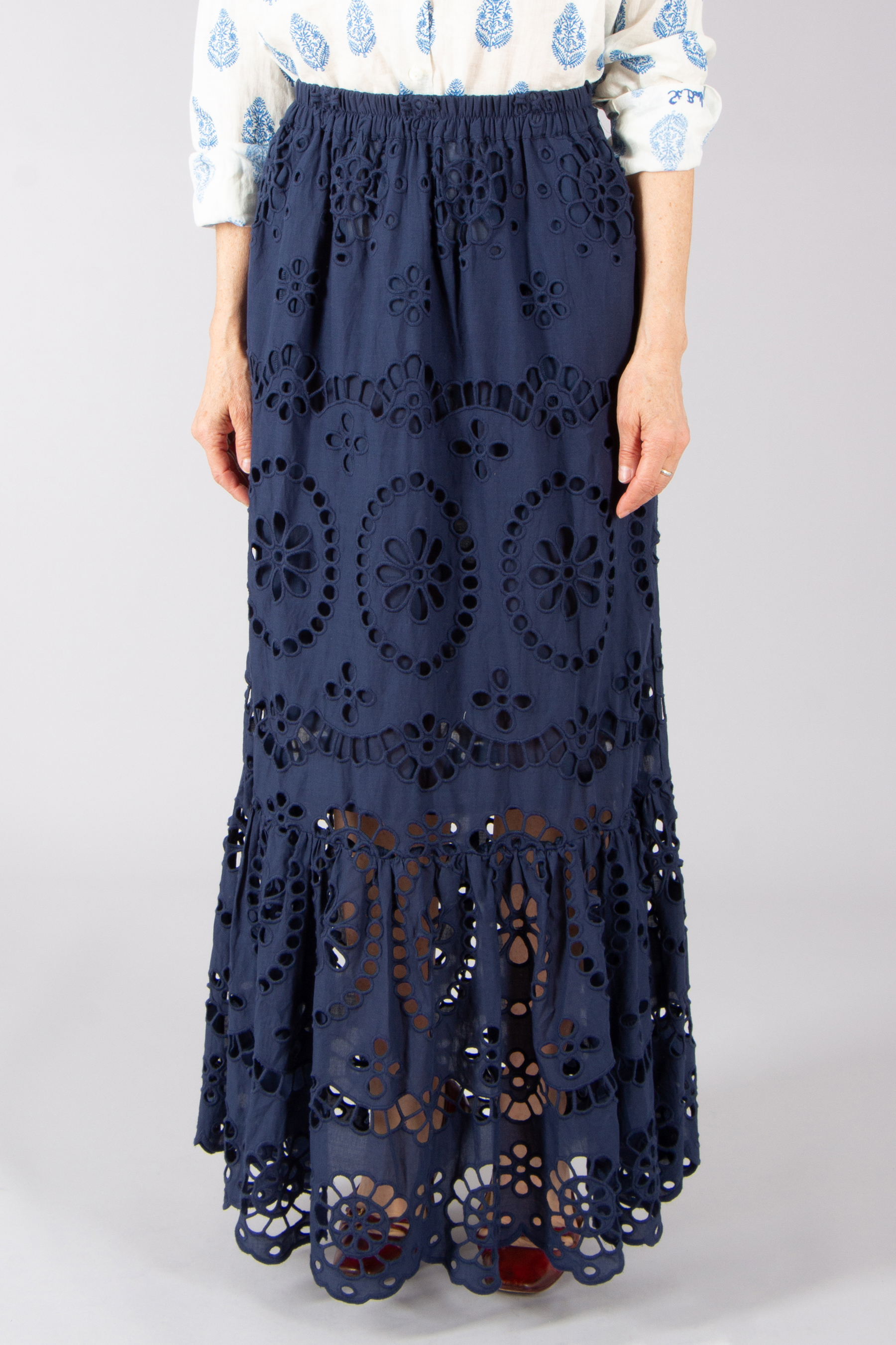 MC 2 SAINT BARTH Sangallo Embroidery Cotton Skirt Jenny