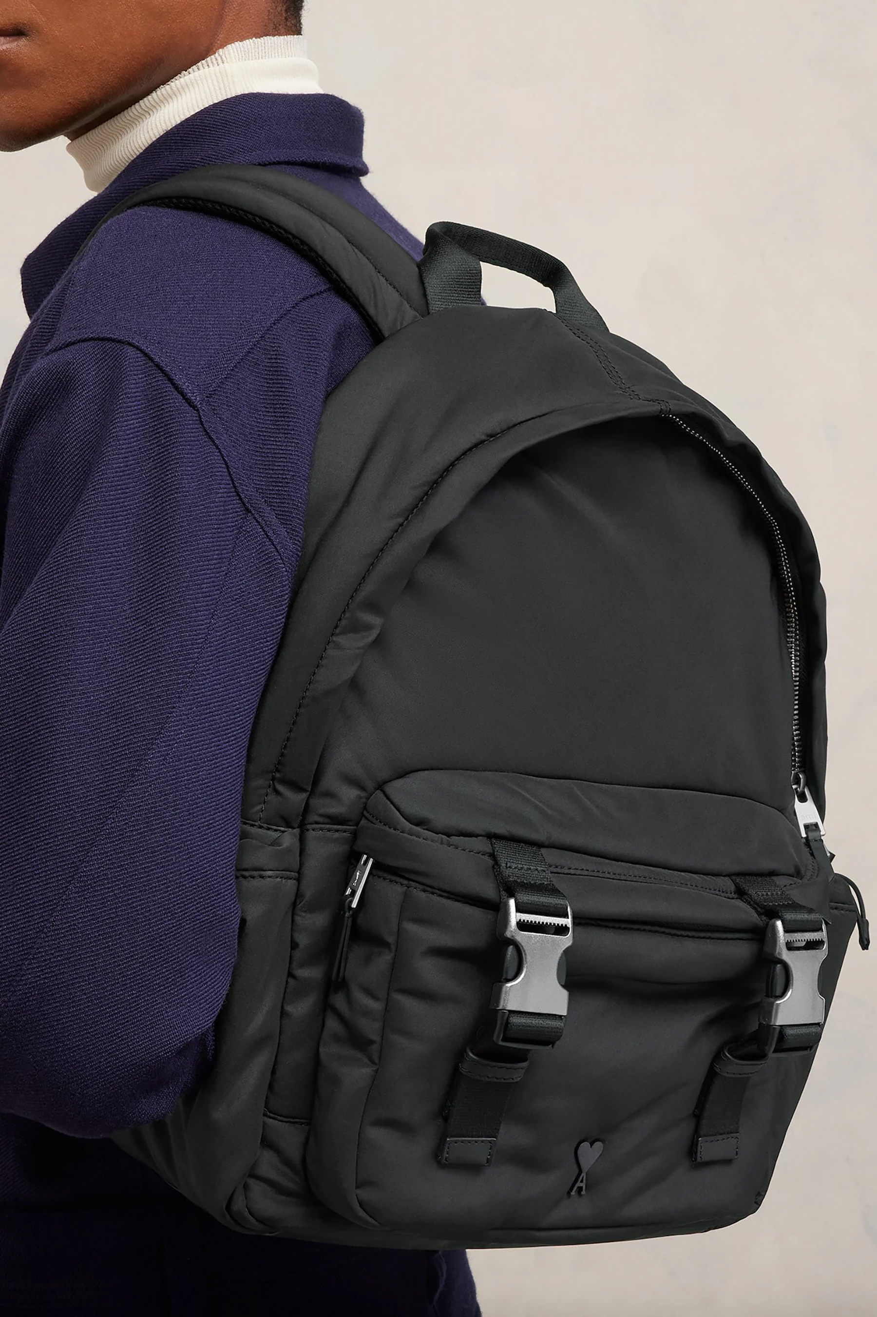 AMI PARIS Padded Nylon Canvas Backpack AMI PARIS Padded Nylon Canvas Backpack