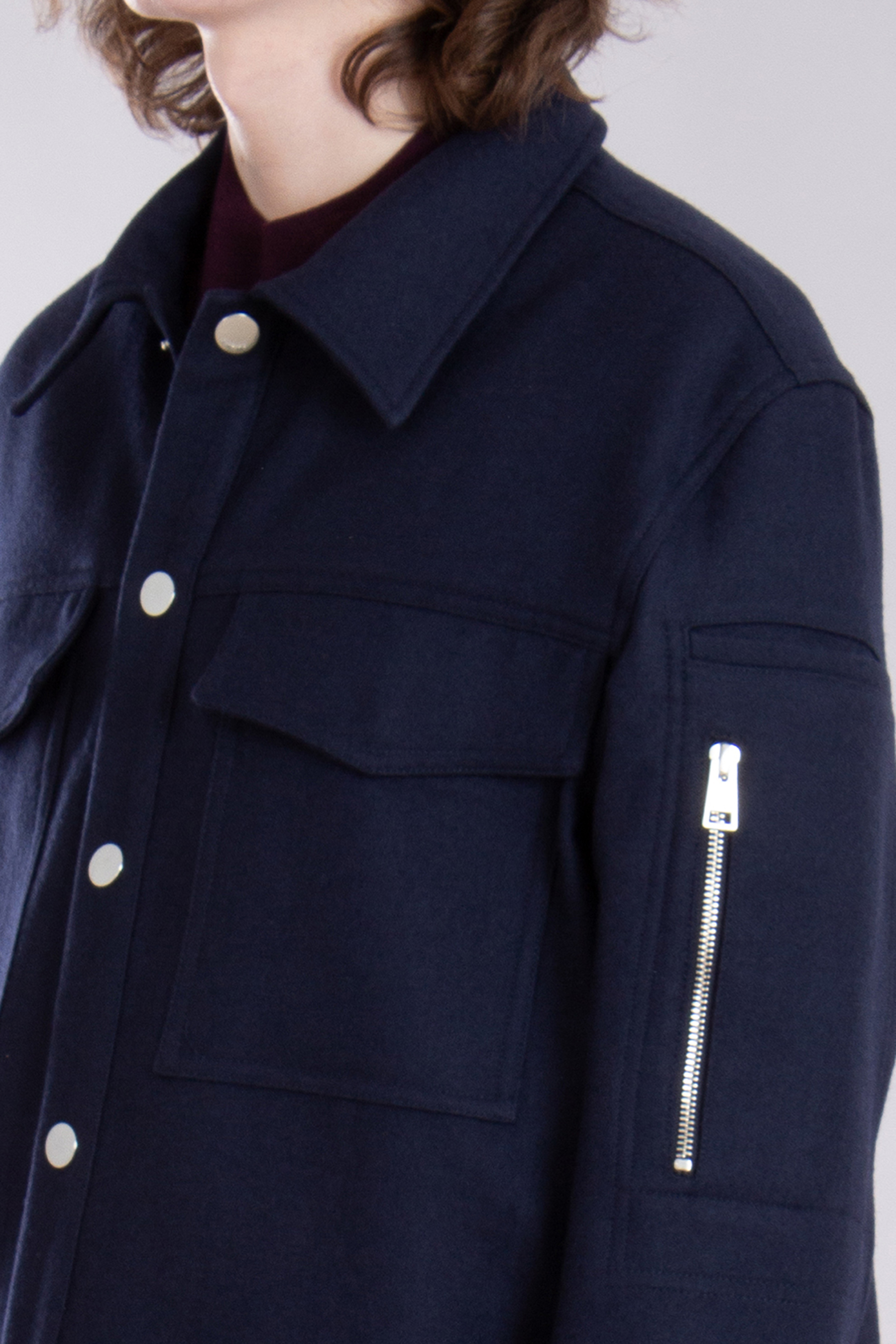 AMI PARIS Casual Fit Dry Wool Gabardine Overshirt AMI PARIS Casual Fit Dry Wool Gabardine Overshirt