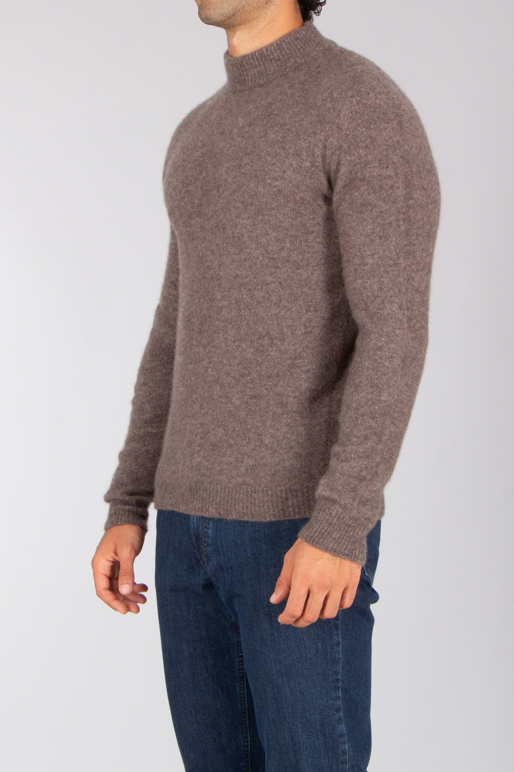 ROBERTO COLLINA Regular Fit Cashmere-Silk Blend Mock Neck Sweater Bekleidung, Strickwaren, Pullover, Jeanshose, Hosen