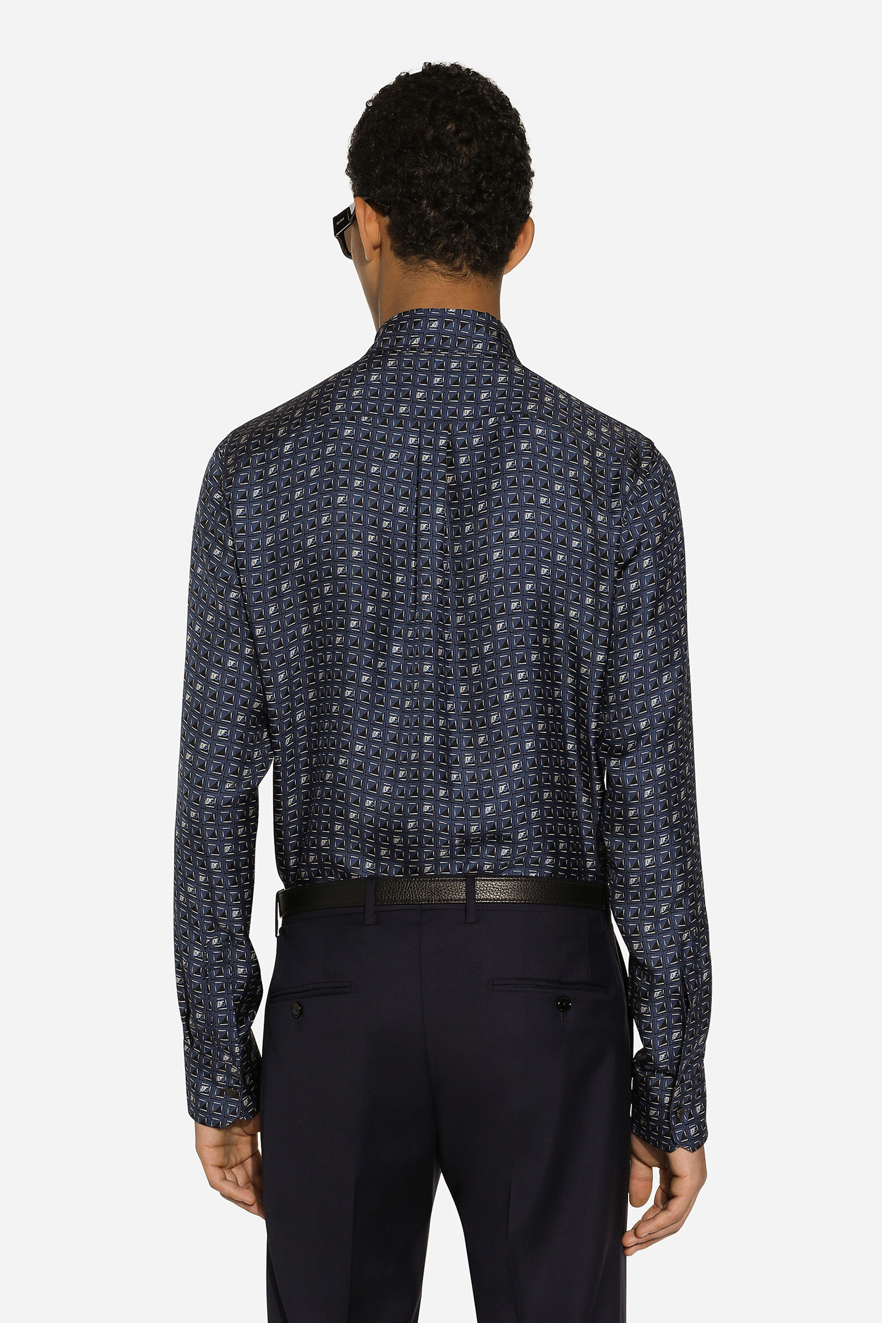 DOLCE & GABBANA Martini Fit Tie Print Silk Shirt DOLCE & GABBANA Martini Fit Tie Print Silk Shirt