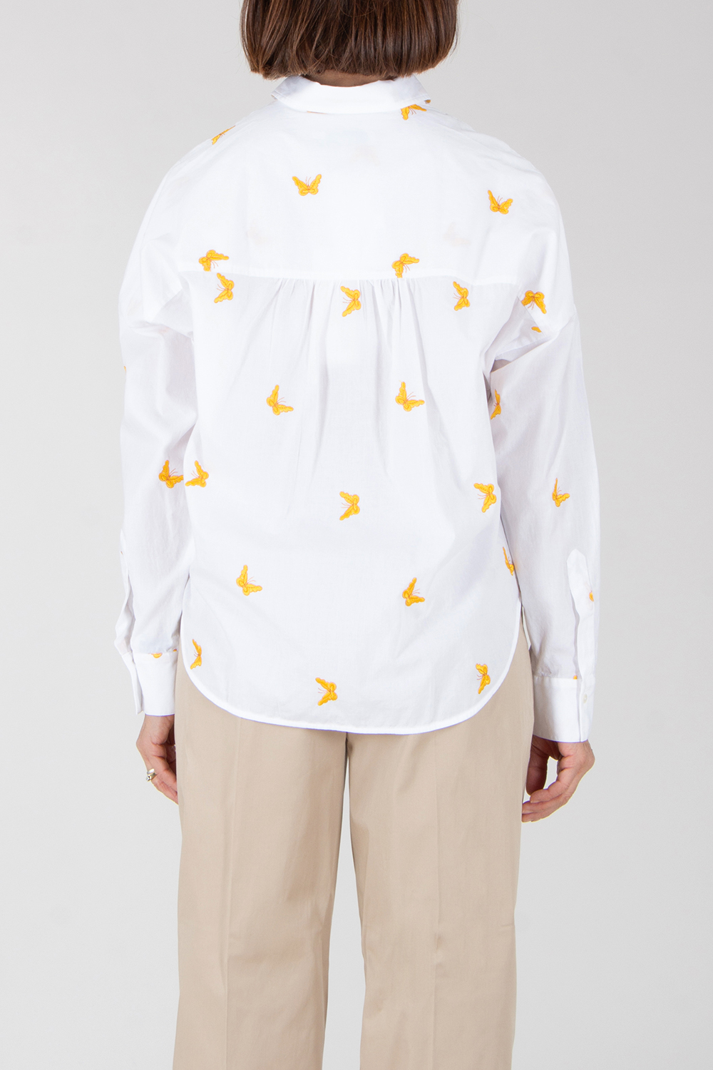 0039 ITALY Loose Fit Butterfly Embroidery Cotton Blouse Lucy