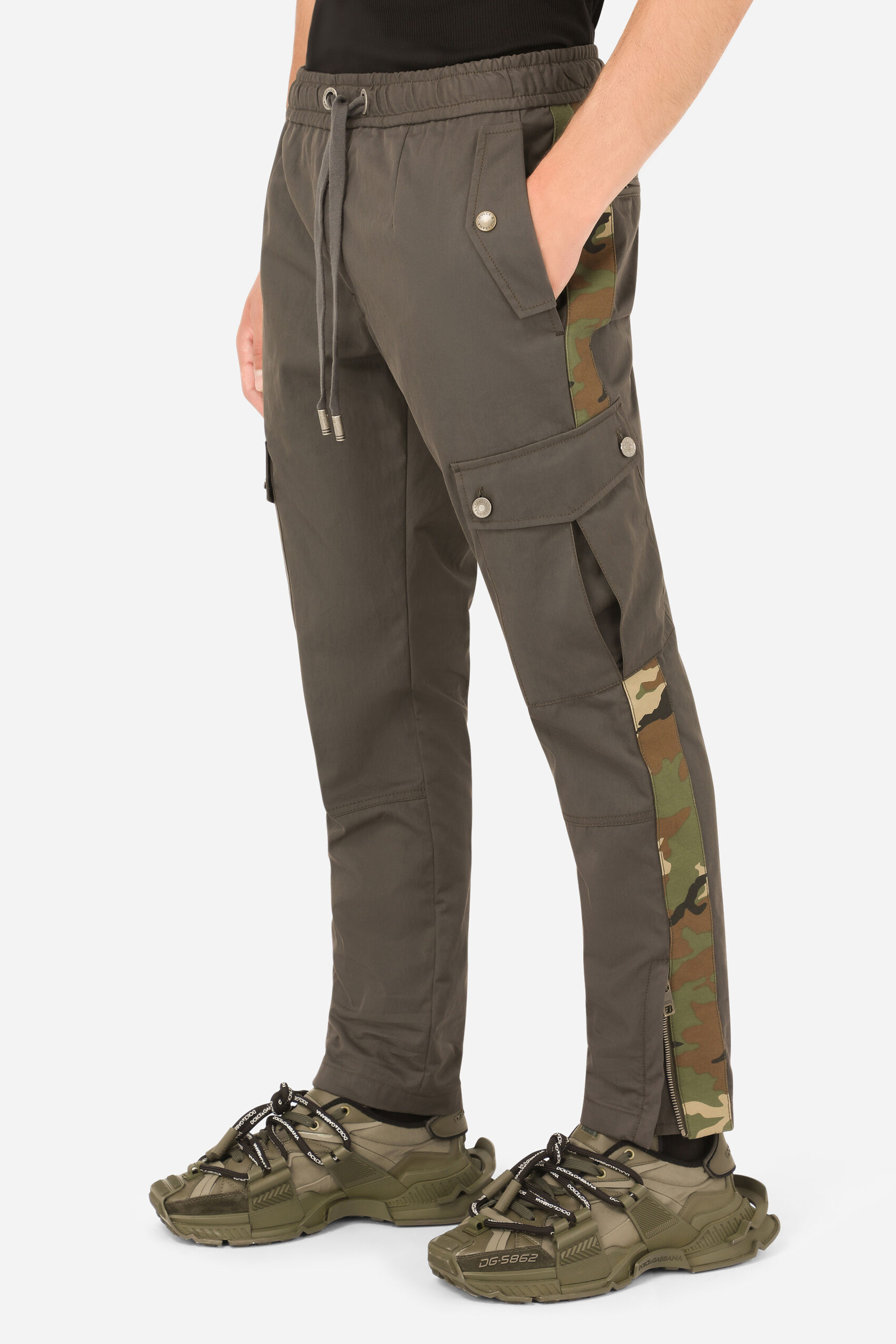 DOLCE & GABBANA Cotton Jogging Pants With Camouflage Bands